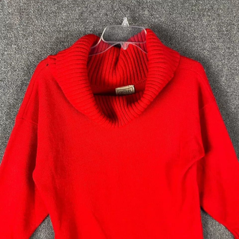 Vintage Croquet Sweater Women's Large Cowl Neck Red Knit L Size L / US 10 / IT 46 - 2 Thumbnail