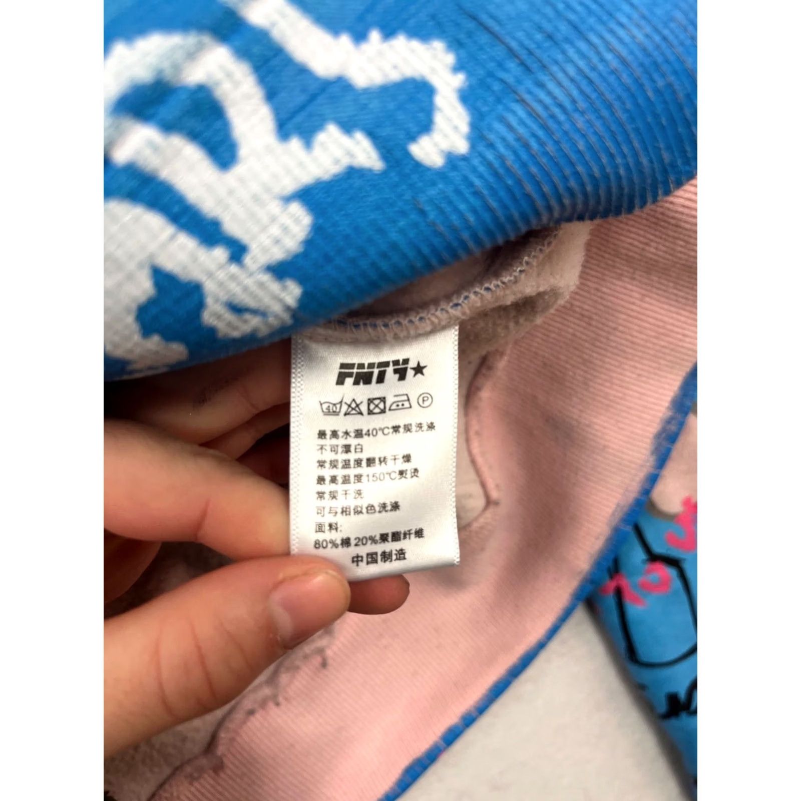 Pinko FNTY Hoodie Womens M Pink Blue Graffiti-Style Full Zip Graphic Cotton-Polyester Streetwear Size M / US 6-8 / IT 42-44 - 4 Thumbnail
