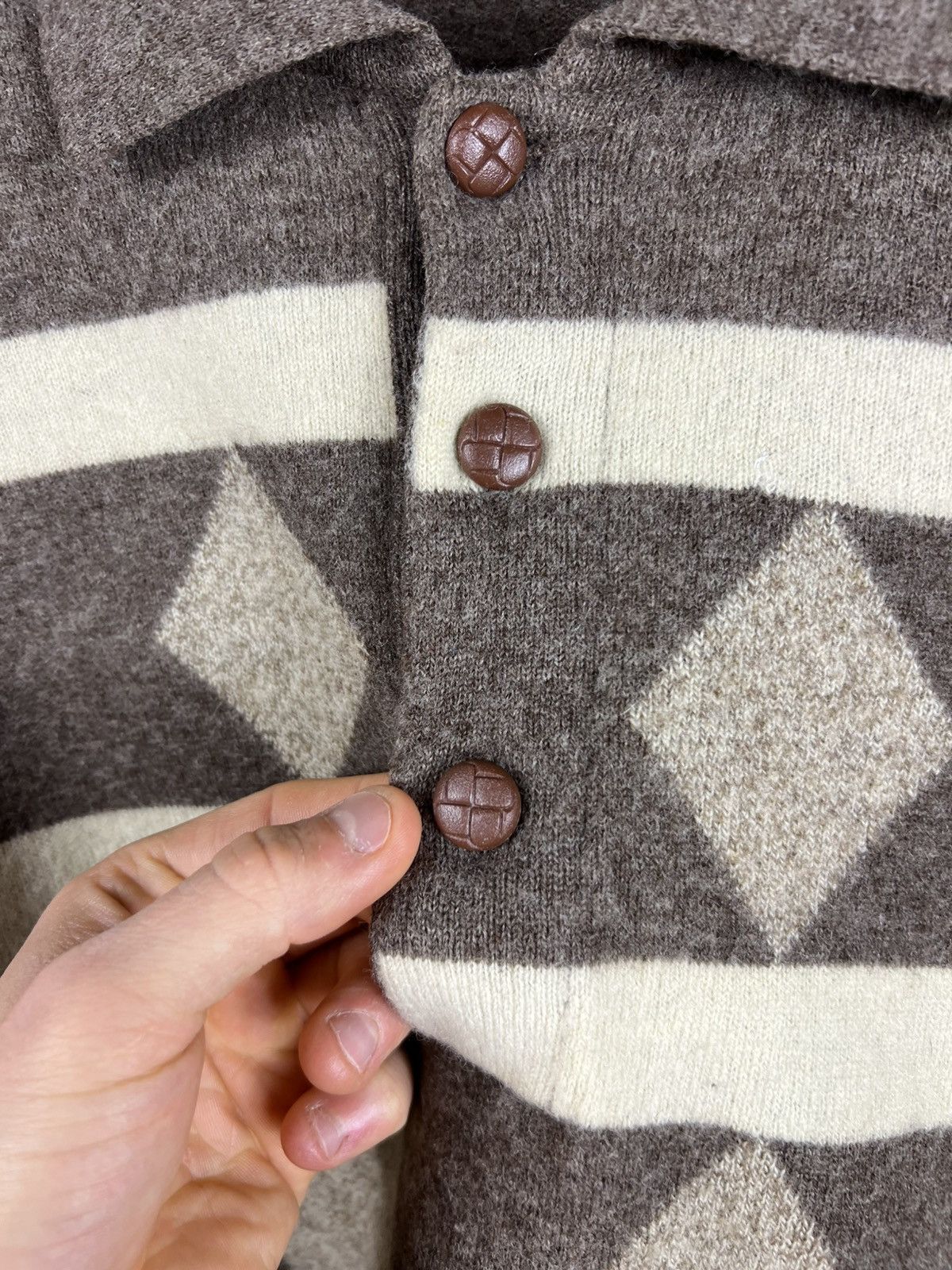 Gran Sasso Vintage Gran Sasso diamond patterned wool polo sweater retro Size US S / EU 44-46 / 1 - 13 Thumbnail