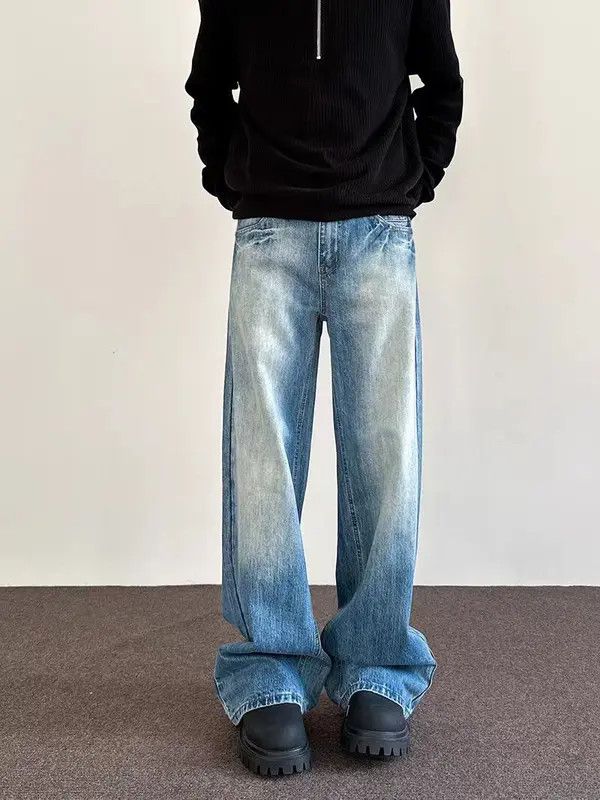 VIBE Street hip-hop faded pan-color straight wide-leg jeans Size US 30 / EU 46 - 6 Thumbnail