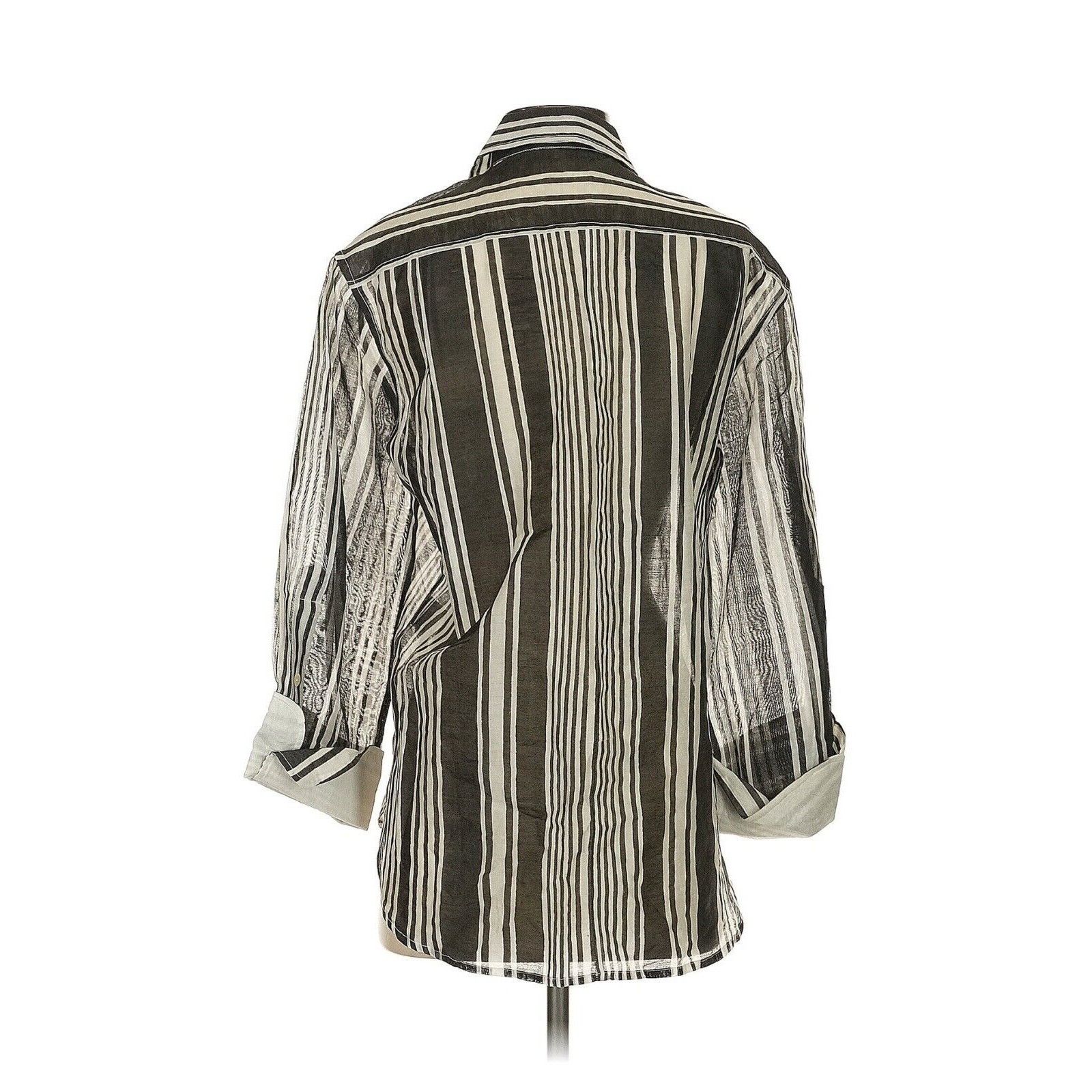 Other NYMaNE Ethnically Made Cotton Silk Striped Shirt Button Down Size S / US 4 / IT 40 - 3 Thumbnail