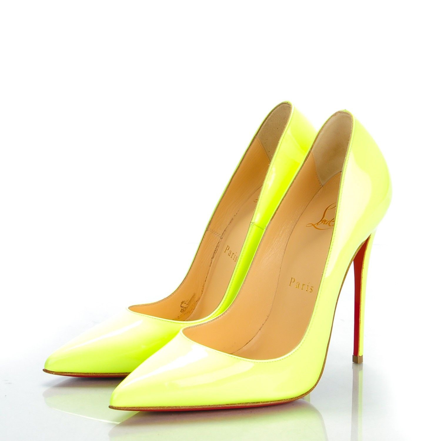 Christian Louboutin o1s1wg110924 Kate 100 Patent Pumps in Yellow Size US 6 / IT 36 - 4 Thumbnail