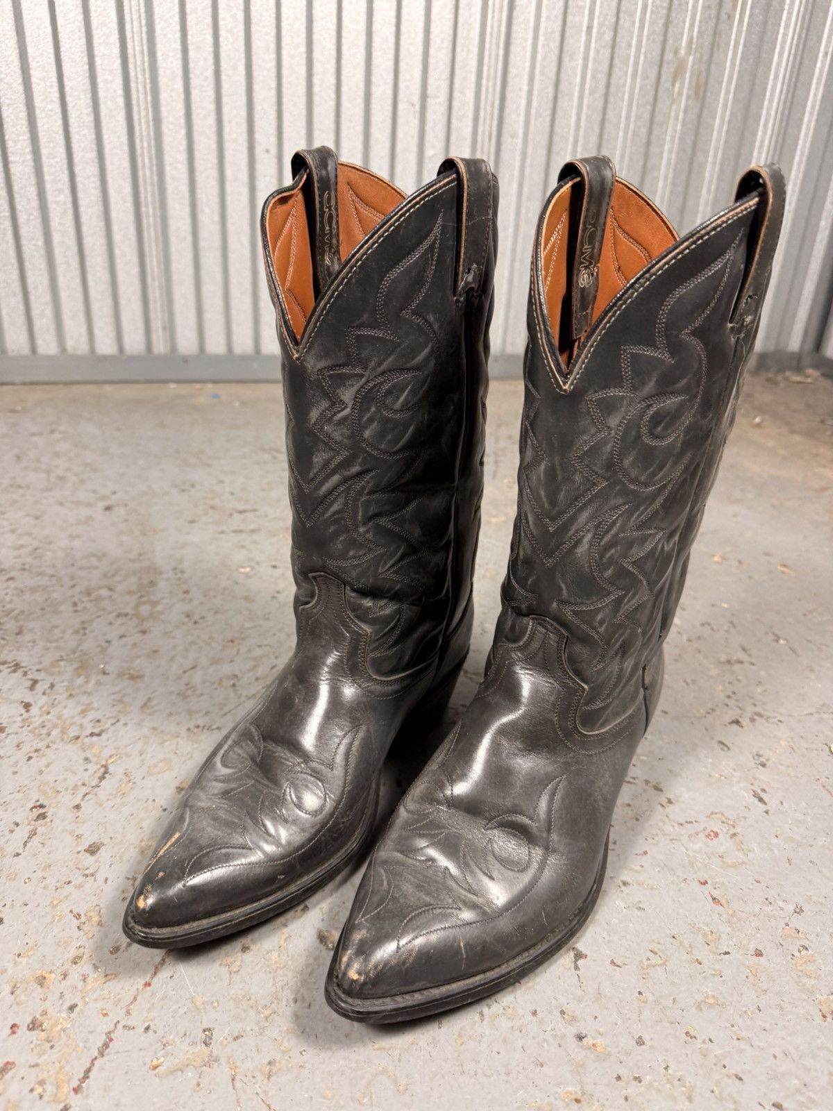 Acme Clothing 70s Vintage Acme Satin Black Made In Usa Cowboy Boots Size US 8.5 / EU 41-42 - 3 Thumbnail
