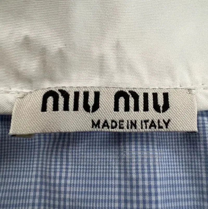 Miu Miu Miu Miu Blue Cotton Cropped Long Sleeve Shirt . Size XXS / US 00 / IT 34 - 3 Thumbnail