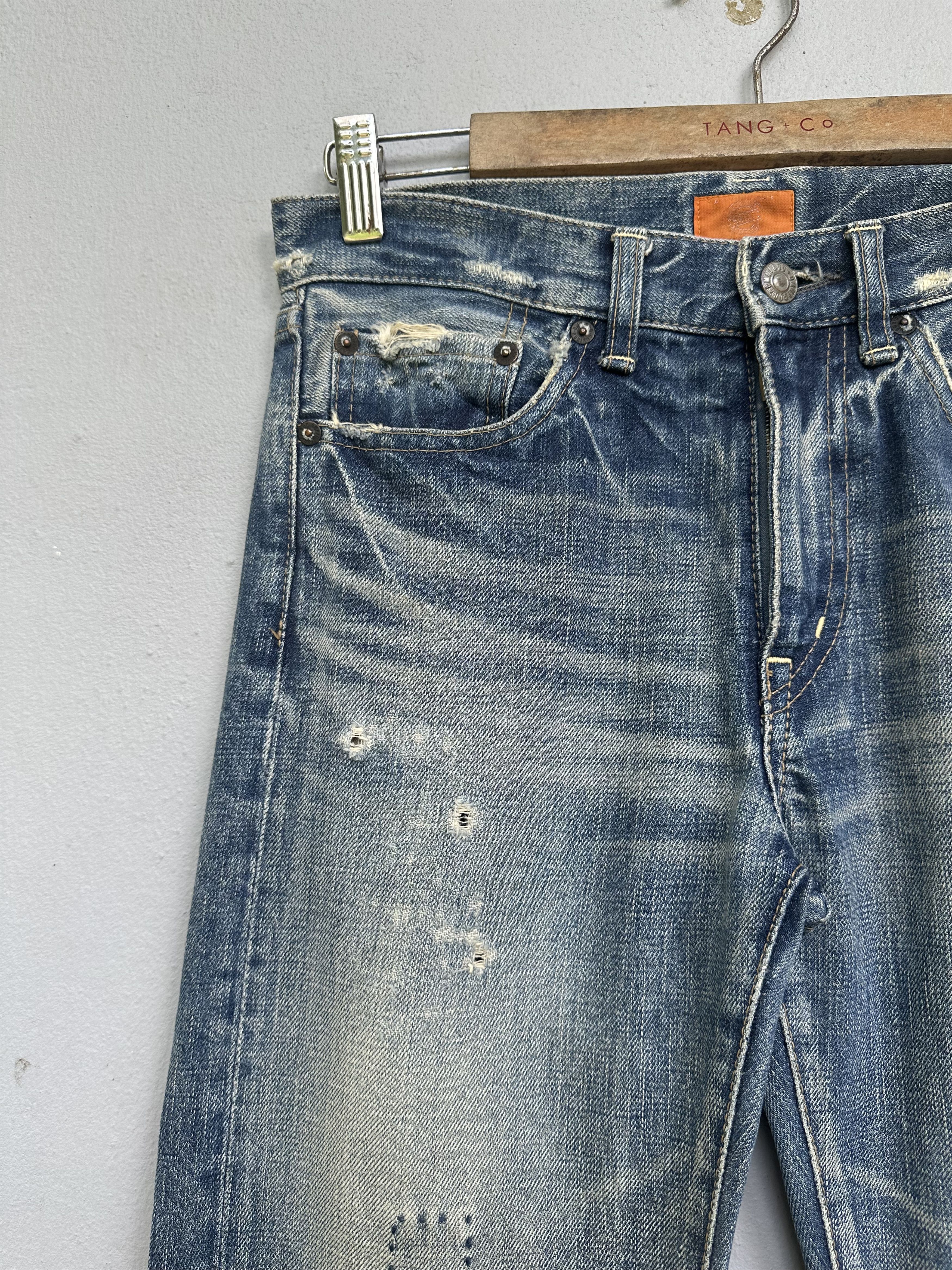 OMNIGOD Vtg Distressed Rips Boro Patchwork Omnigod Flare Denim Jeans Size US 29 - 9 Thumbnail