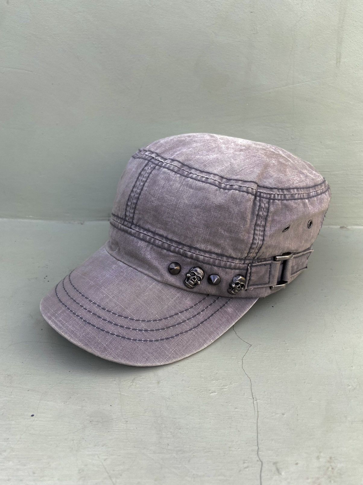 If Six Was Nine 2000s punk skull studded washed patrol hat Size ONE SIZE - 1 Thumbnail