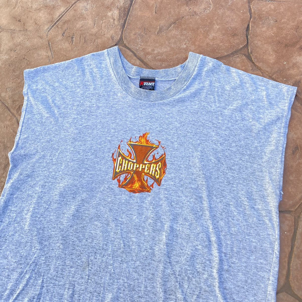 West Coast Choppers Vintage 90s Choppers Flame Sleeveless ERD GRUNGE BIKER TEE Size US XXL / EU 58 / 5 - 5 Thumbnail