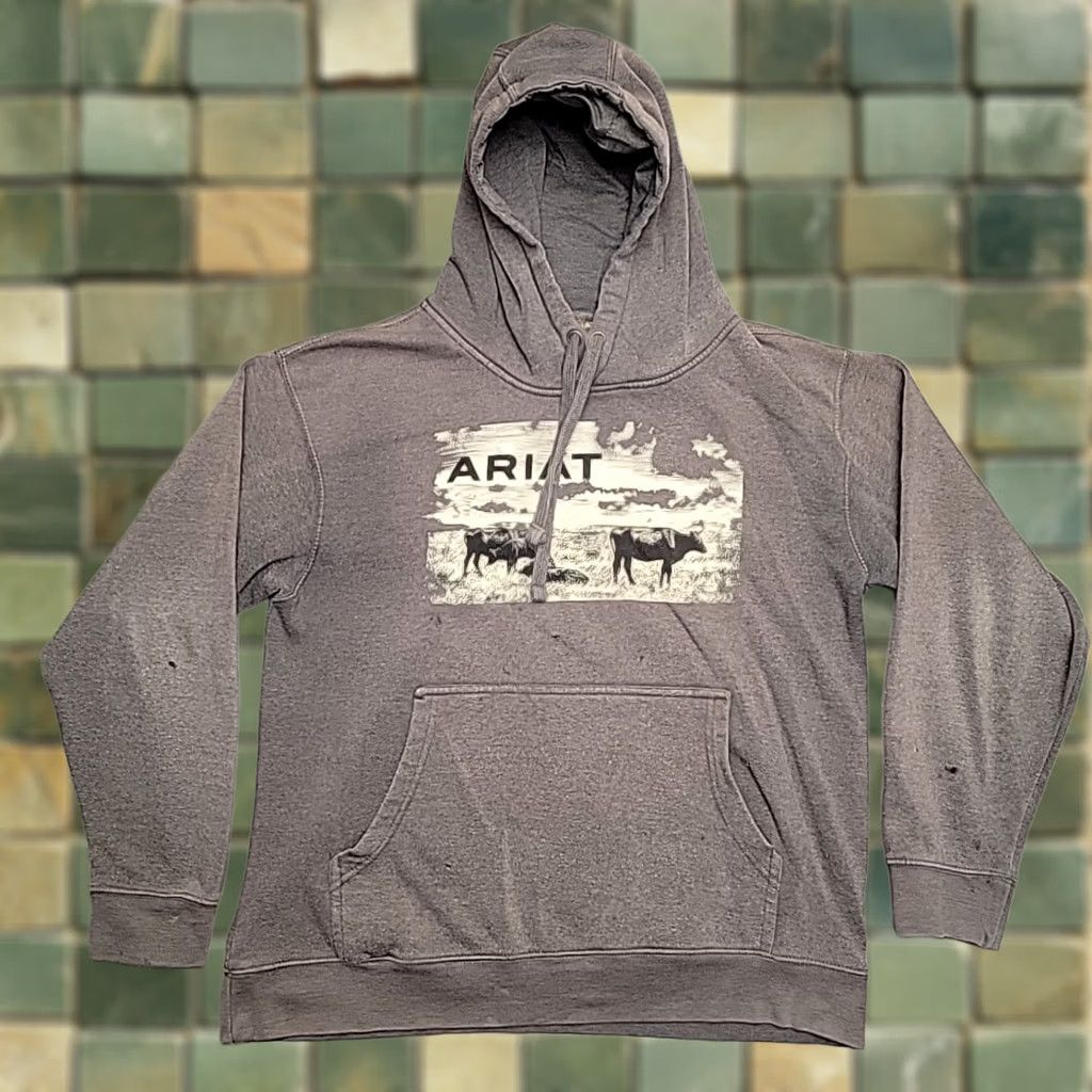 Ariat Ariat Hoodie Men M Gray Cattle Graphic Western Pullover Work Sweatshirt Size US M / EU 48-50 / 2 - 1 Thumbnail