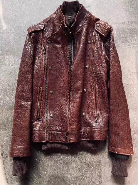 Dolce & Gabbana Early Distressed Double-Layer Cowhide Leather Jacket Size US S / EU 44-46 / 1 - 1 Thumbnail