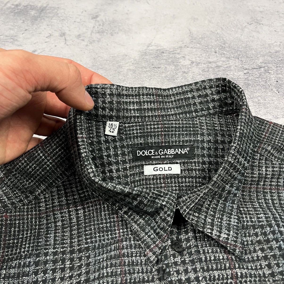 Dolce & Gabbana Dolce Gabbana Gold rare checkered shirt Size US L / EU 52-54 / 3 - 3 Thumbnail