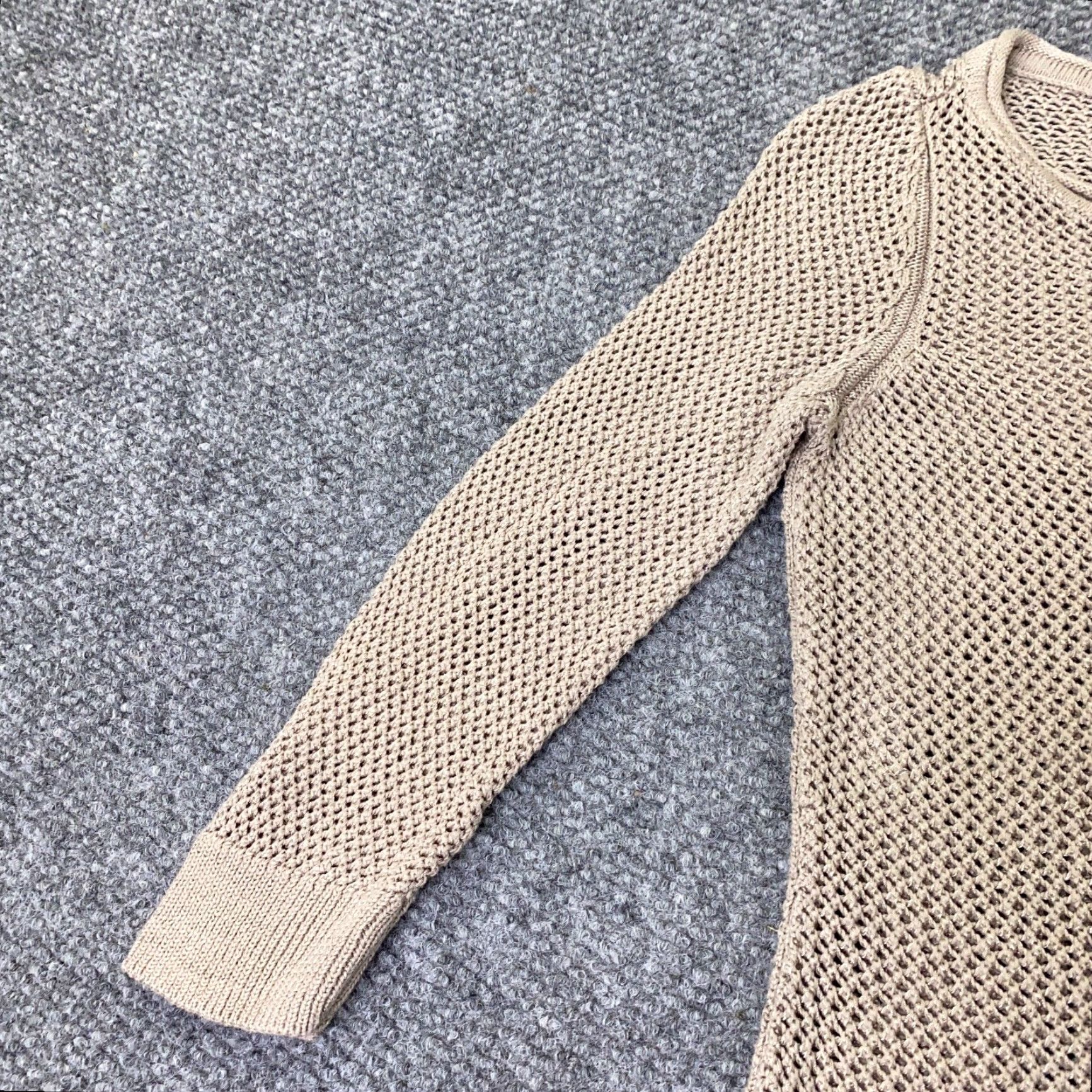 White House Black Market VINTAGE White House Black Market Womens Sweater XS Beige Open Knit Side Slit 3/4 Sleeves Size XS / US 0-2 / IT 36-38 - 5 Thumbnail