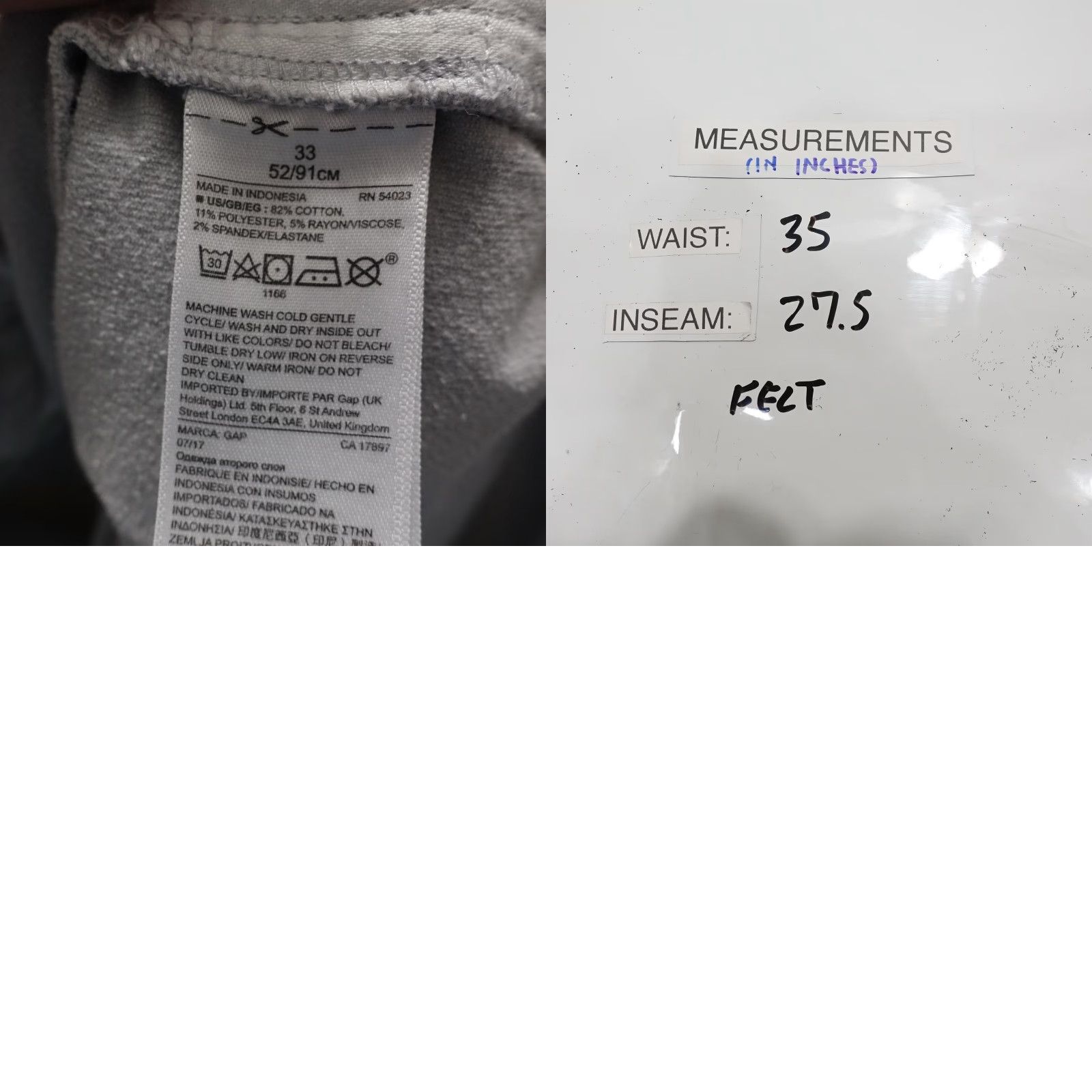 Gap Gap 1969 Jeans Womens 33 Gray True Skinny Super High Rise Stretch Felt Size 24" / US 00 / IT 34 - 8 Thumbnail