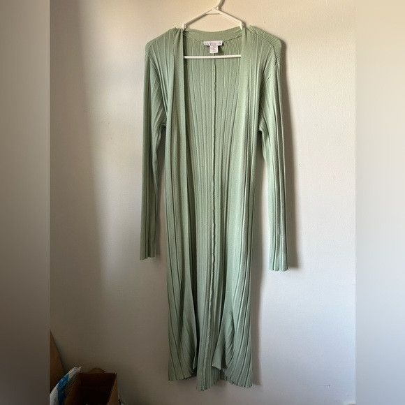House of Harlow 1960 Mint Green Long Ribbed Tie Up Cardigan
