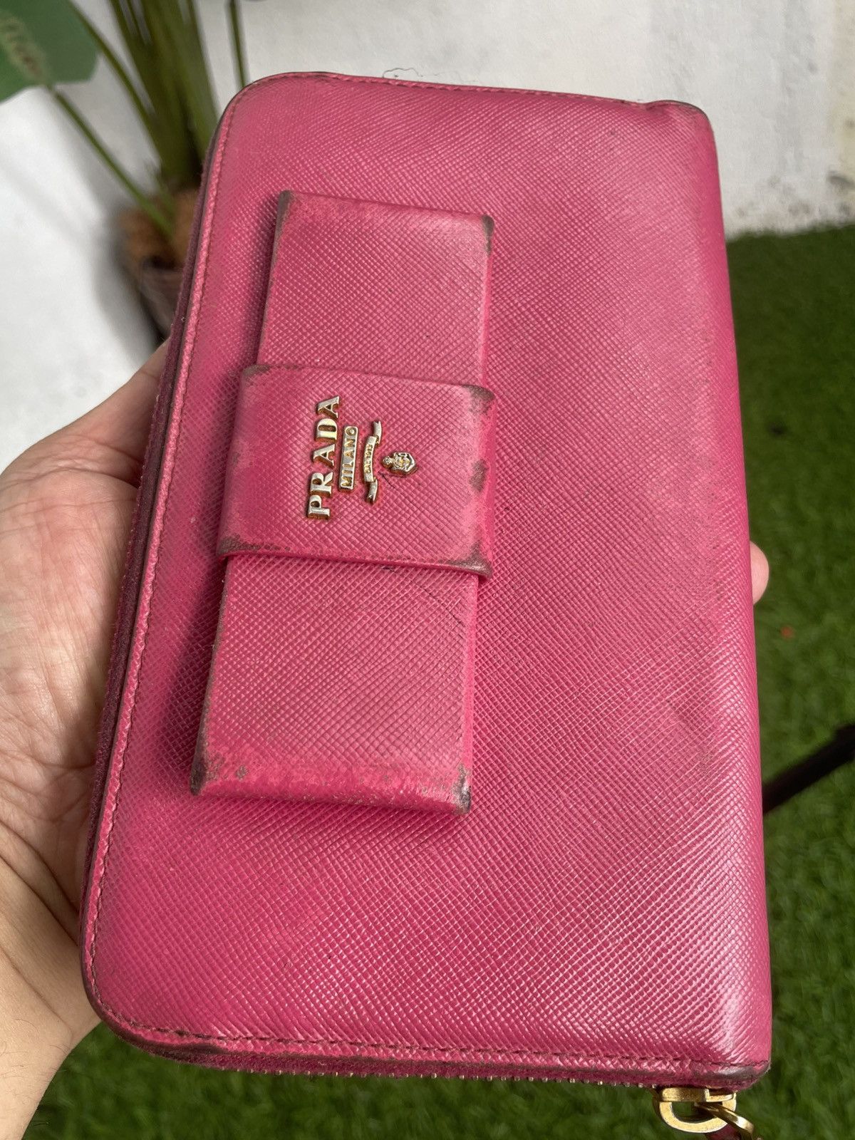 Prada PRADA Zip Around Long Wallet Fiocco Ribbon Saffiano Leather Size ONE SIZE - 13 Thumbnail