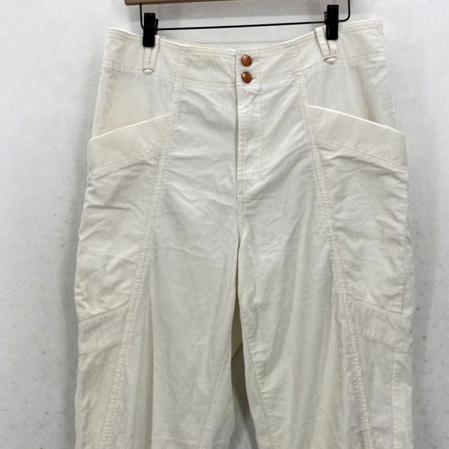 Vintage Anthropologie Pilcro Corduroy Cargo Pants Women's 31 White Stretch Ankle Zip Size 24" / US 00 / IT 34 - 2 Thumbnail