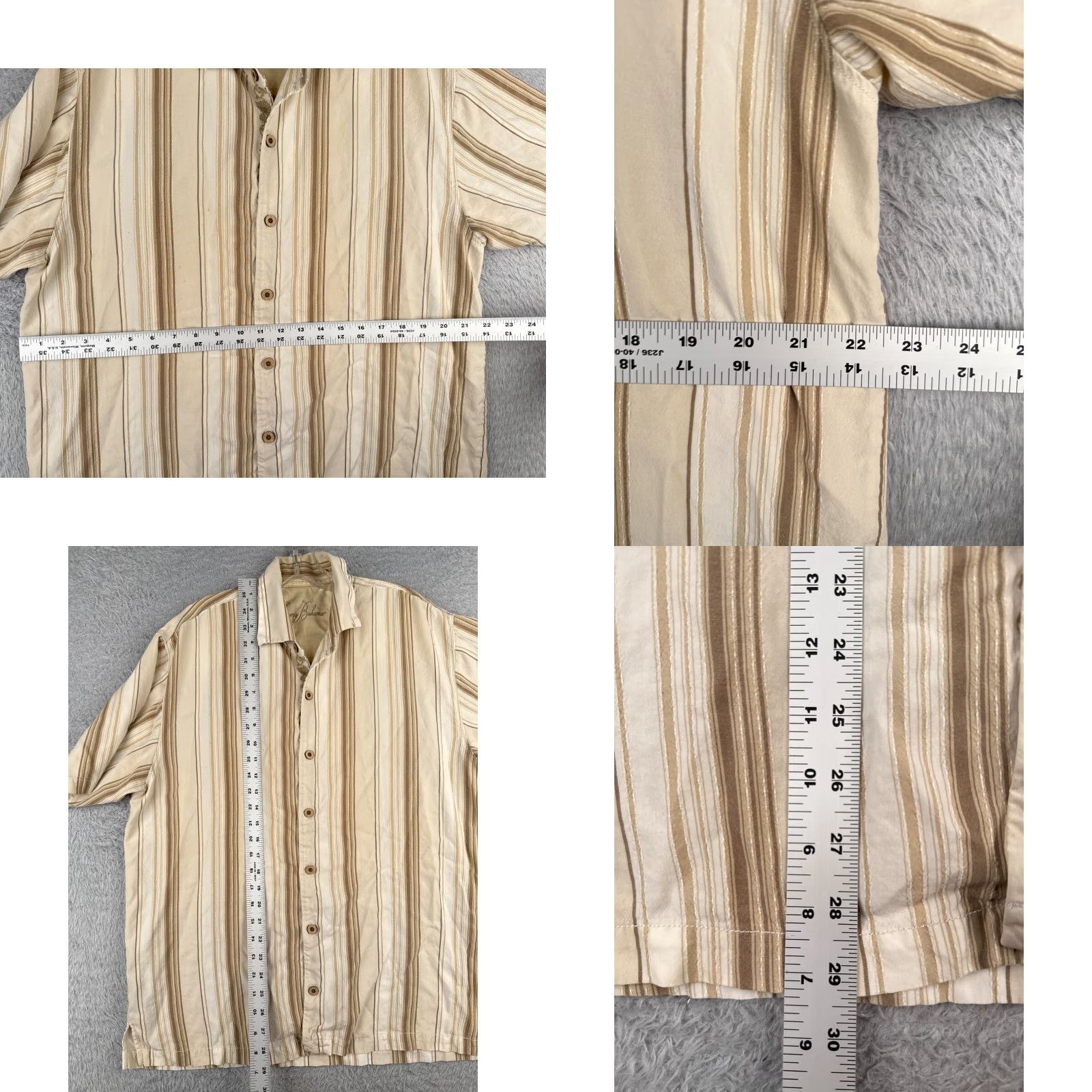 Tommy Bahama Tommy Bahama Shirt Men Large Brown Beige Stripe 100% Tencel Short Sleeve 90s Size US L / EU 52-54 / 3 - 8 Thumbnail