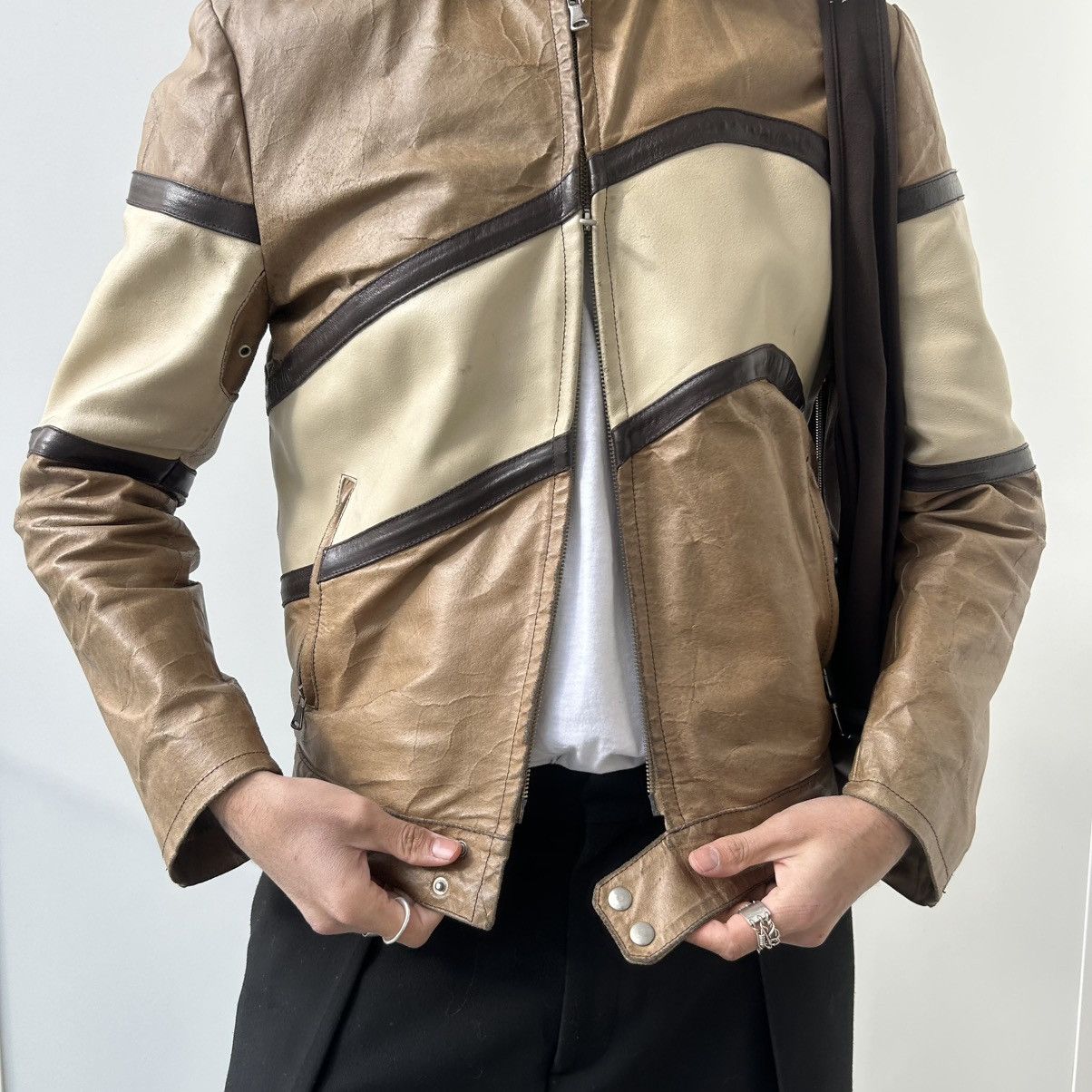 Made in Italy double zip leather jacket