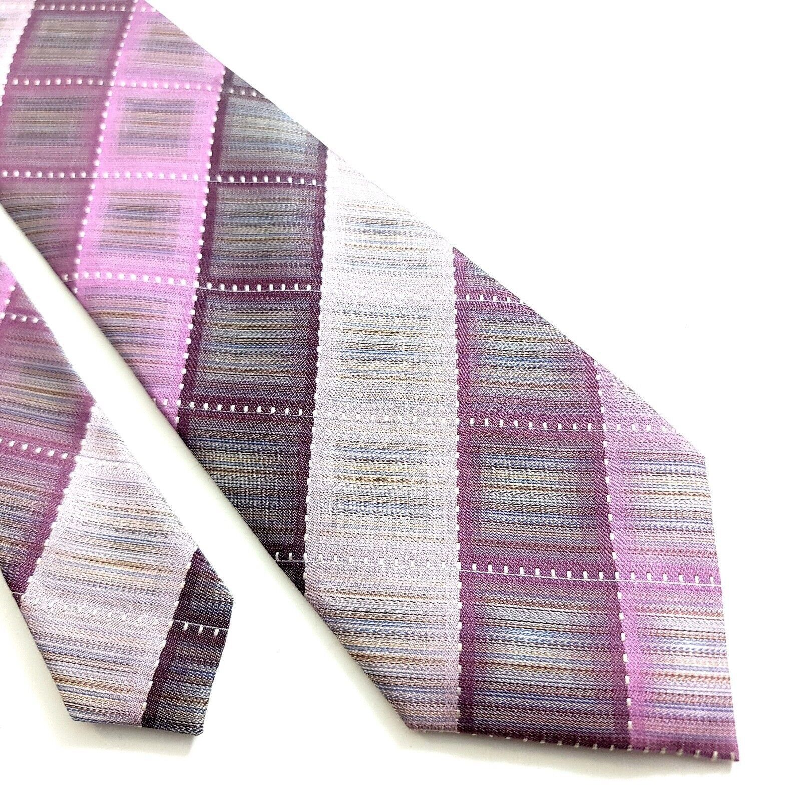 Van Heusen Van Heusen Purple Plaid Woven Silk Tie Size ONE SIZE - 1 Thumbnail
