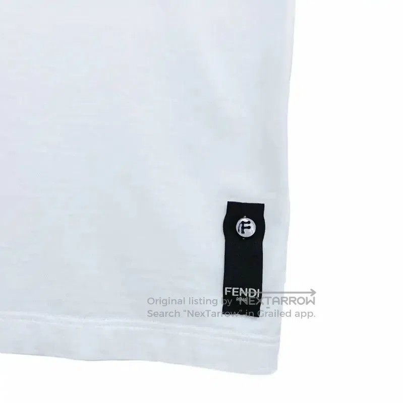 Fendi Fendi White Cotton T-Shirt with Colorful Stripe . Size L / US 10 / IT 46 - 5 Thumbnail