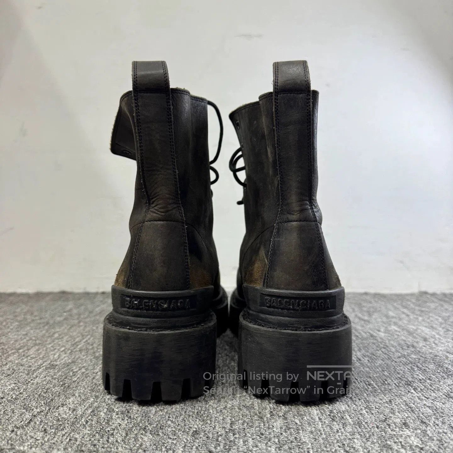 Balenciaga Brown Leather Lace-Up Boots Size 9. Size US 9 / EU 42 - 3 Thumbnail