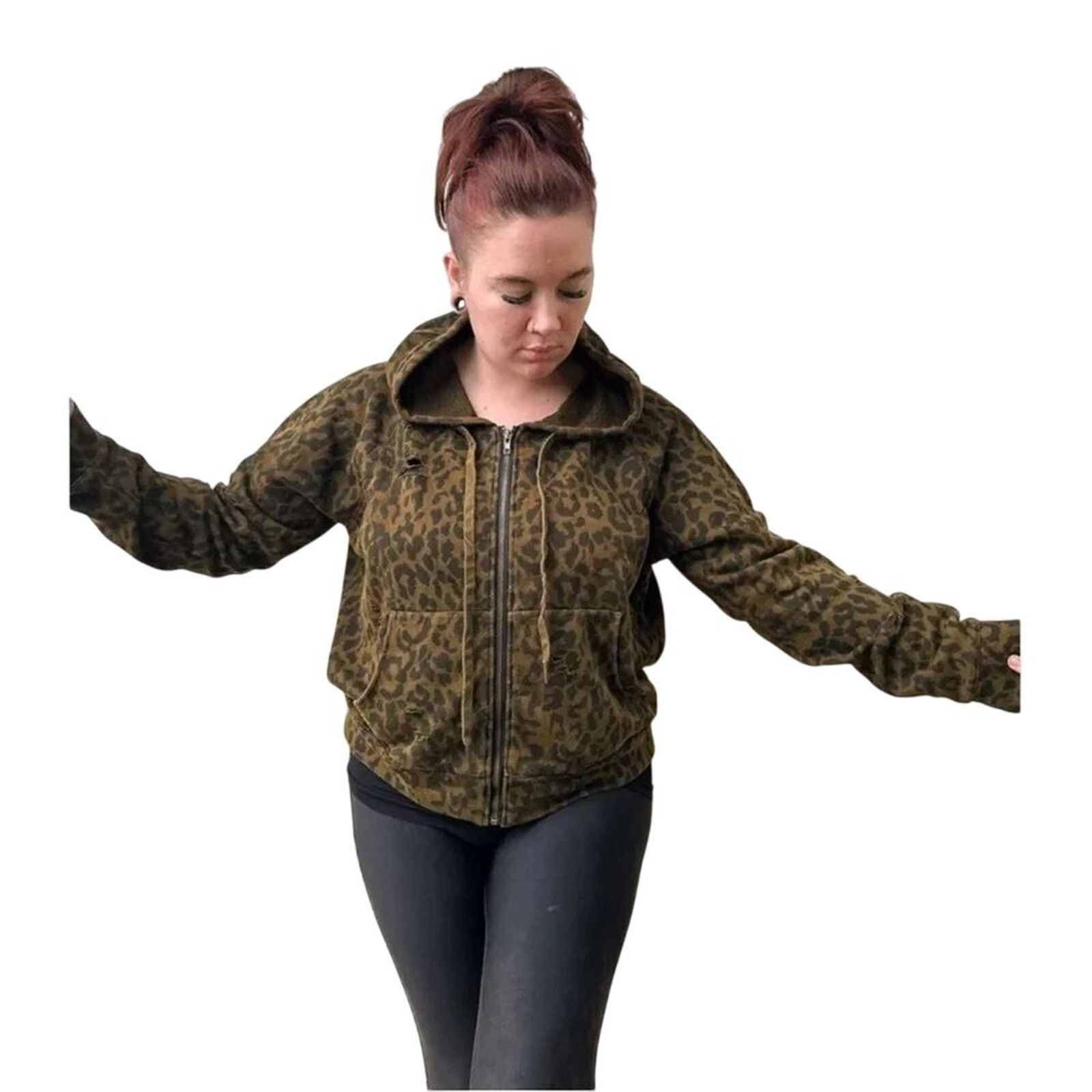 Other Disney Villain Graphic Zip Up Leopard Print Hoodie OOAK Size M / US 6-8 / IT 42-44 - 4 Thumbnail