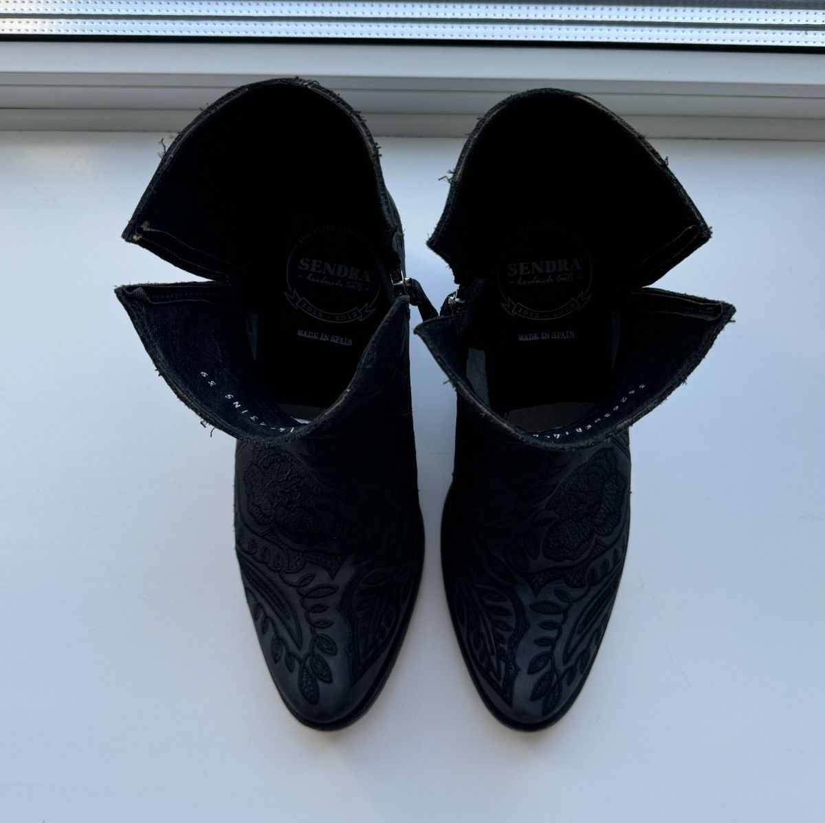 Sendra × Vintage Sendra 39 Wmns black leather cowboy boots hi top Size US 9 / IT 39 - 16 Thumbnail