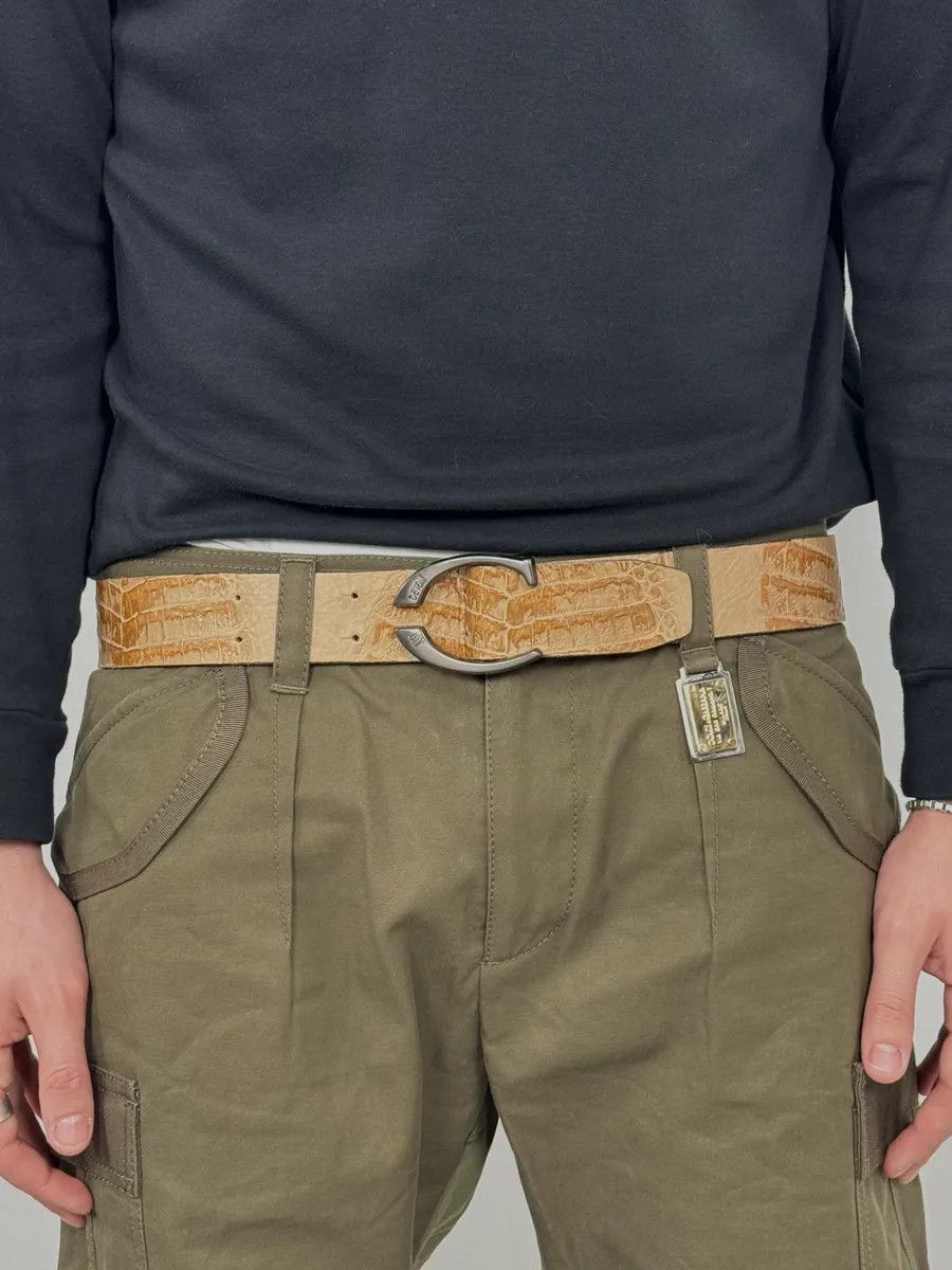 Just Cavalli 2000s Cavalli Beige Crocodile Effect Leather Belt Size ONE SIZE - 1 Thumbnail
