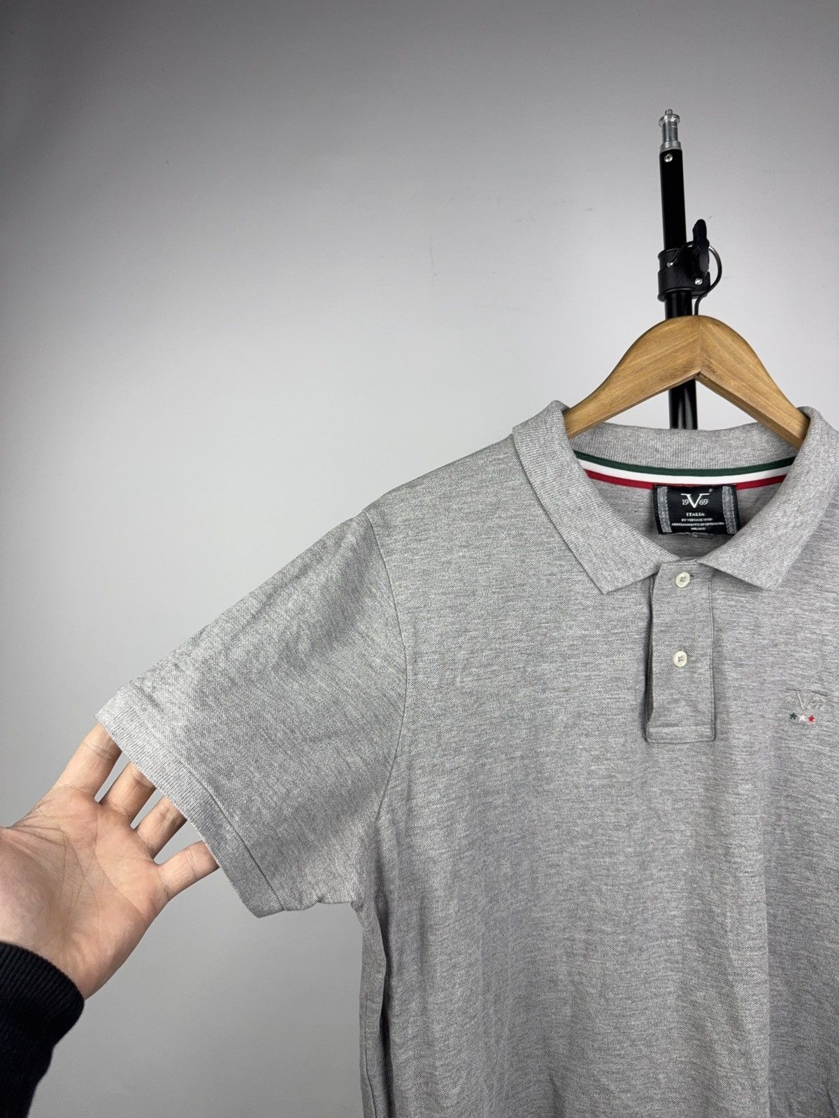 Versace Luxury 19V69 Italia Grey Cotton Polo Shirt with Logo XL Size US XL / EU 56 / 4 - 5 Thumbnail