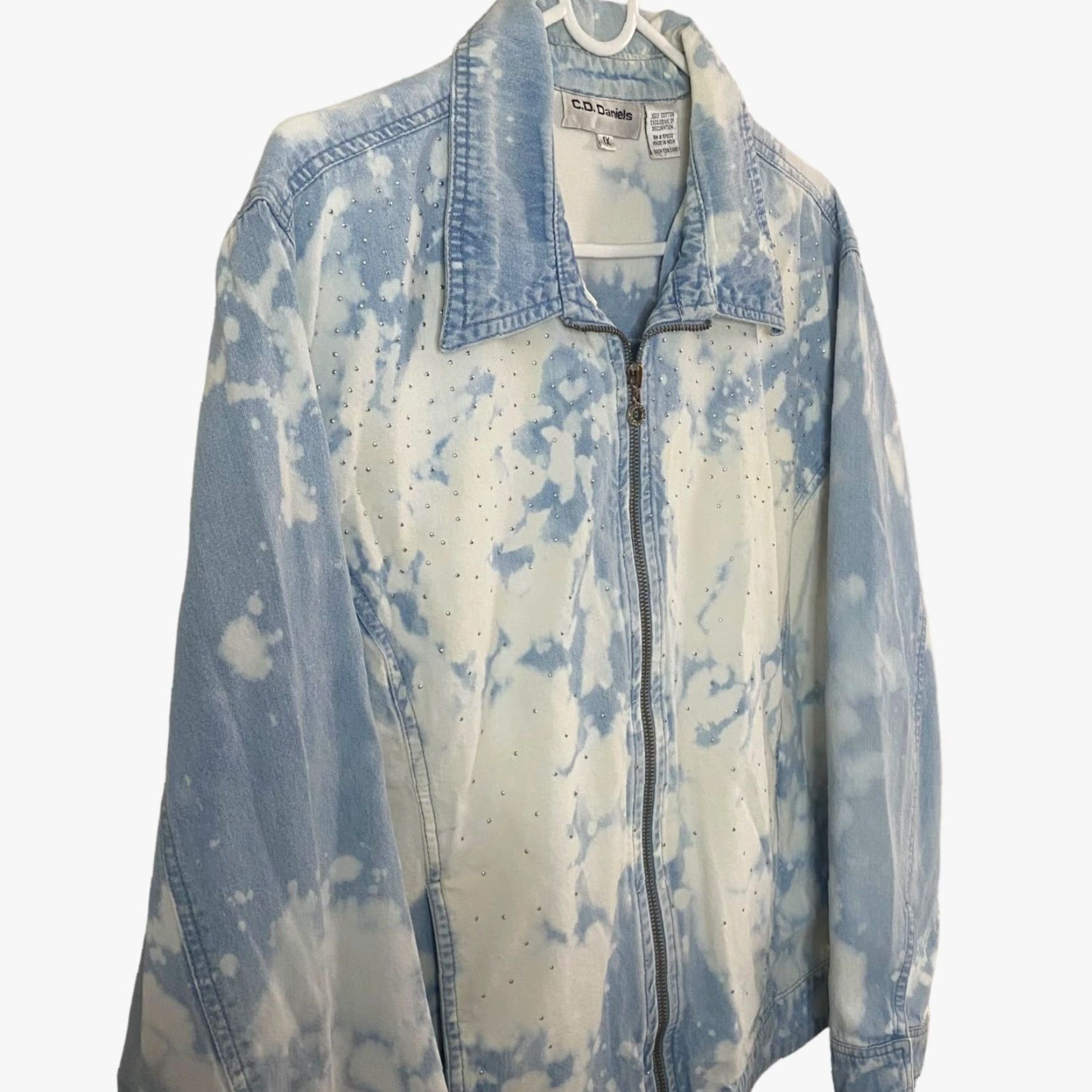 Vintage VINTAGE C.D Daniels Denim Jacket Womens 1X Blue Long-Sleeve Full Zip Jean Jacket Size 40" / US 18 - 4 Thumbnail