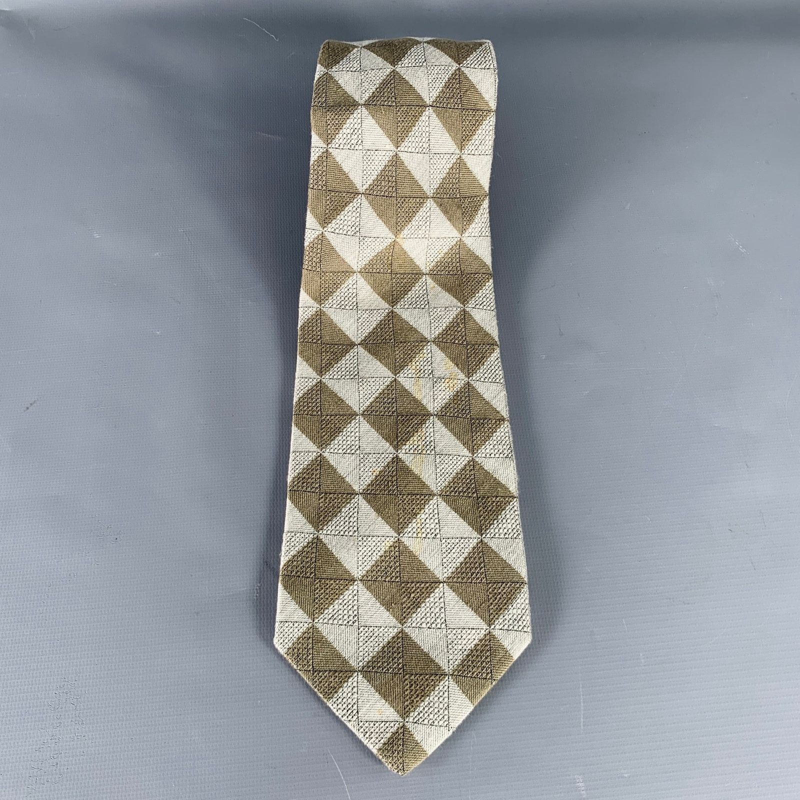 Other ZANZARA Grey Olive Checkered Silk Tie Size ONE SIZE - 2 Thumbnail