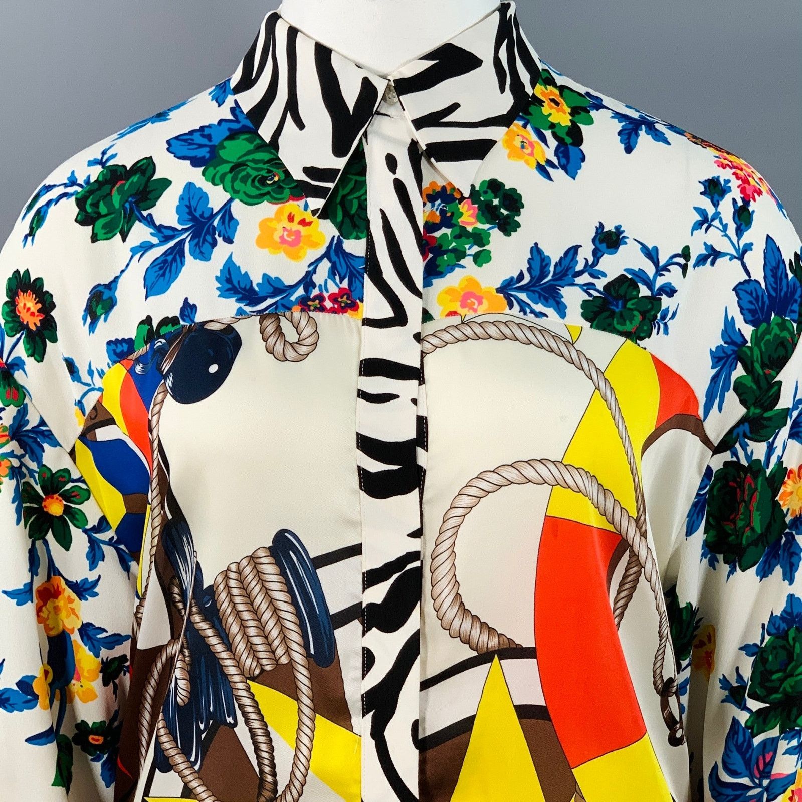 MSGM MSGM Polyester Viscose Nautical Stripe Button Up Shirt Size XL / US 12-14 / IT 48-50 - 2 Thumbnail