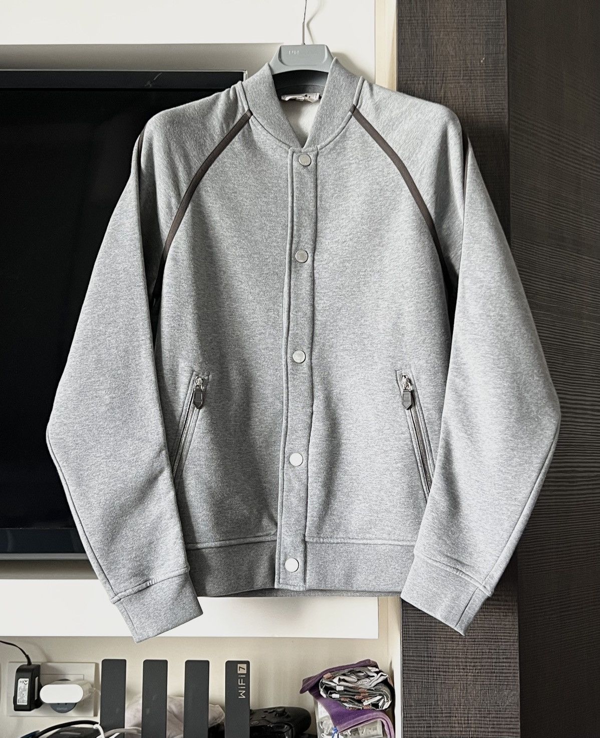 Hermes Men Ganses colorees Grey varsity jacket