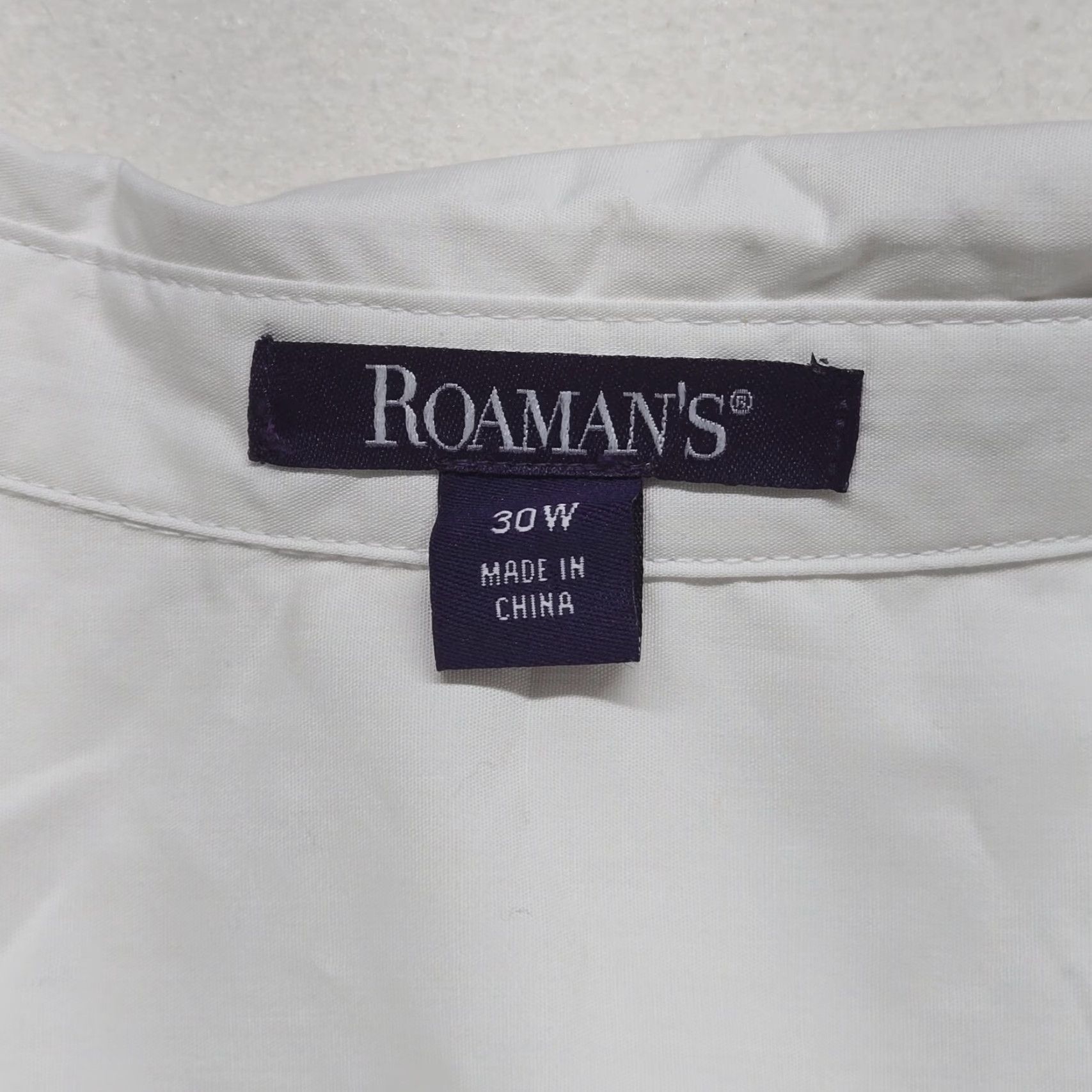 Vintage Roaman's White Button-Up Shirt Dress Women 30W Plus Button-Front Collared Tunic Work Casual Holiday 90s Elegant Professional Chic Bohemian Size 4XL / US 24-26 - 3 Thumbnail