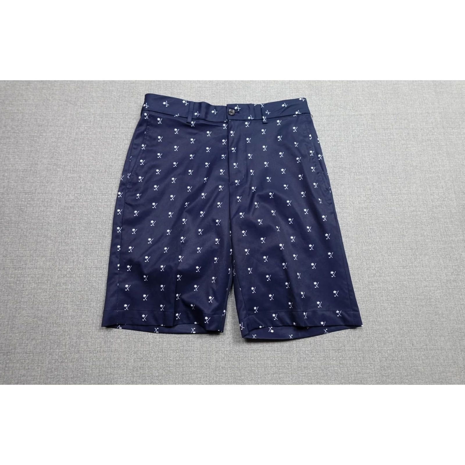 Vintage Walter Hagen Perfect 11 Palm Clubs Print Shorts Mens 30 Navy Palm Club Print Golf 10 Inseam NWT Size US 30 / EU 46 - 4 Thumbnail