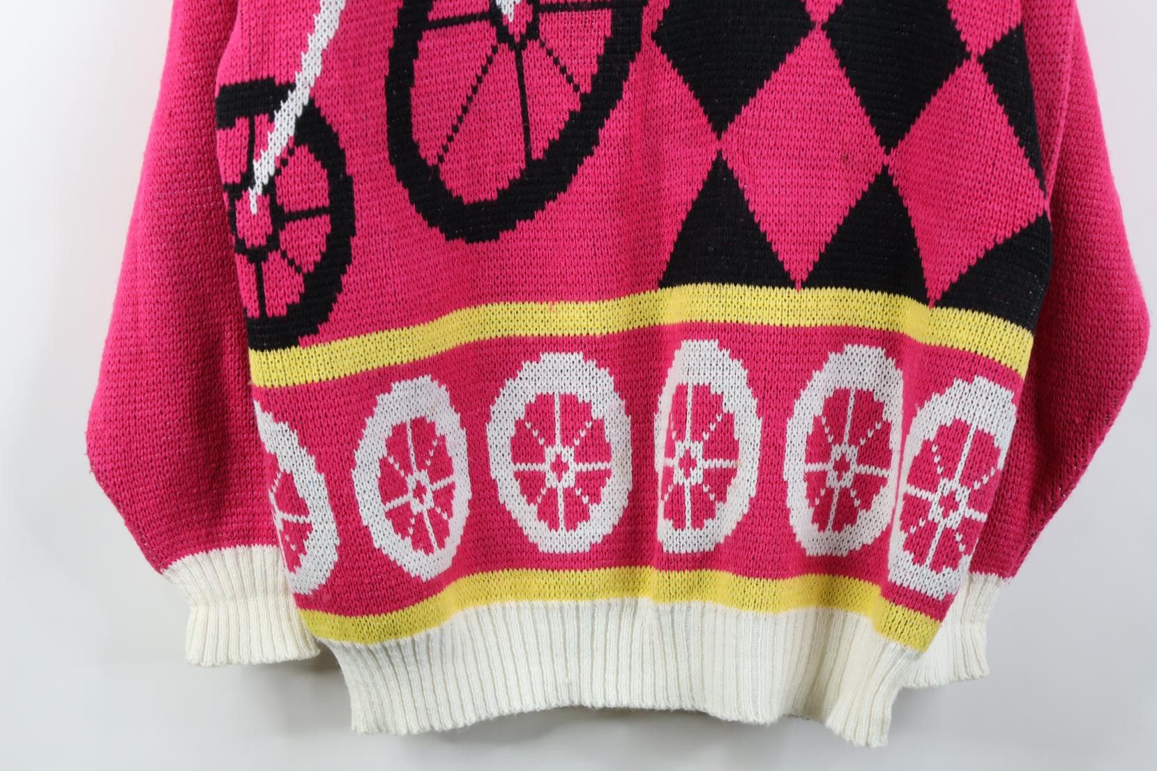 Vintage Vintage 90s Streetwear Abstract Bicycle Cycling Knit Sweater Size M / US 6-8 / IT 42-44 - 3 Thumbnail