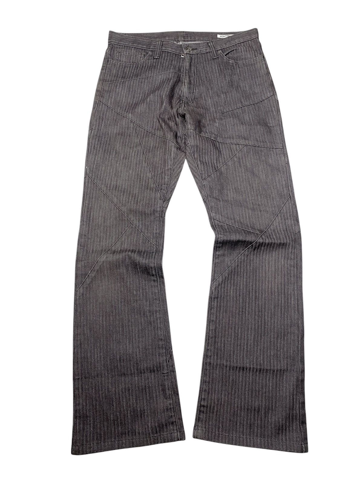 If Six Was Nine 2000's Semantic Design Flared Pinstripe Spiral Pants Size US 30 / EU 46 - 1 Thumbnail