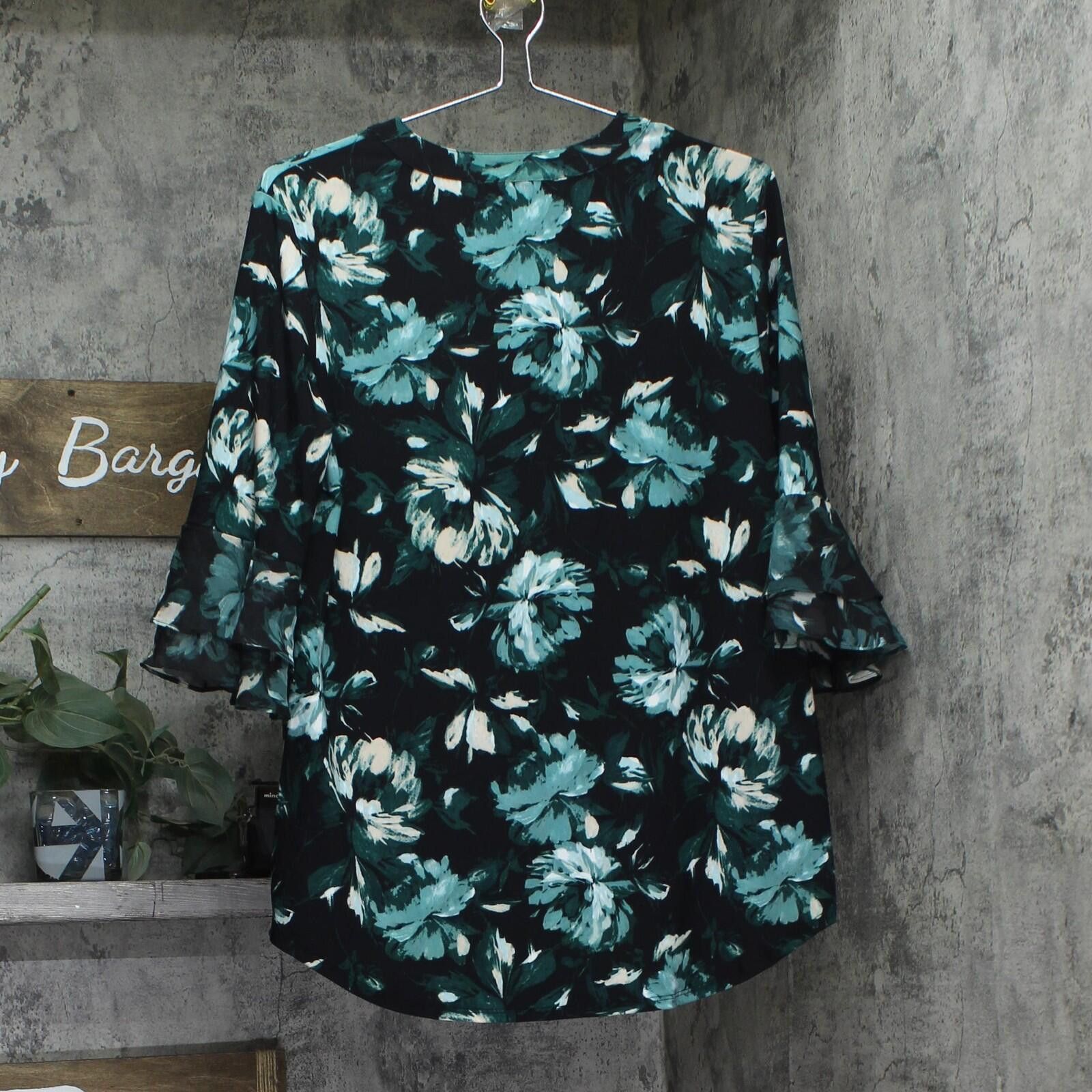 Other Nwt Kasper Bell-sleeve Blouse Top Evergreen Green Multi M Size M / US 6-8 / IT 42-44 - 2 Thumbnail