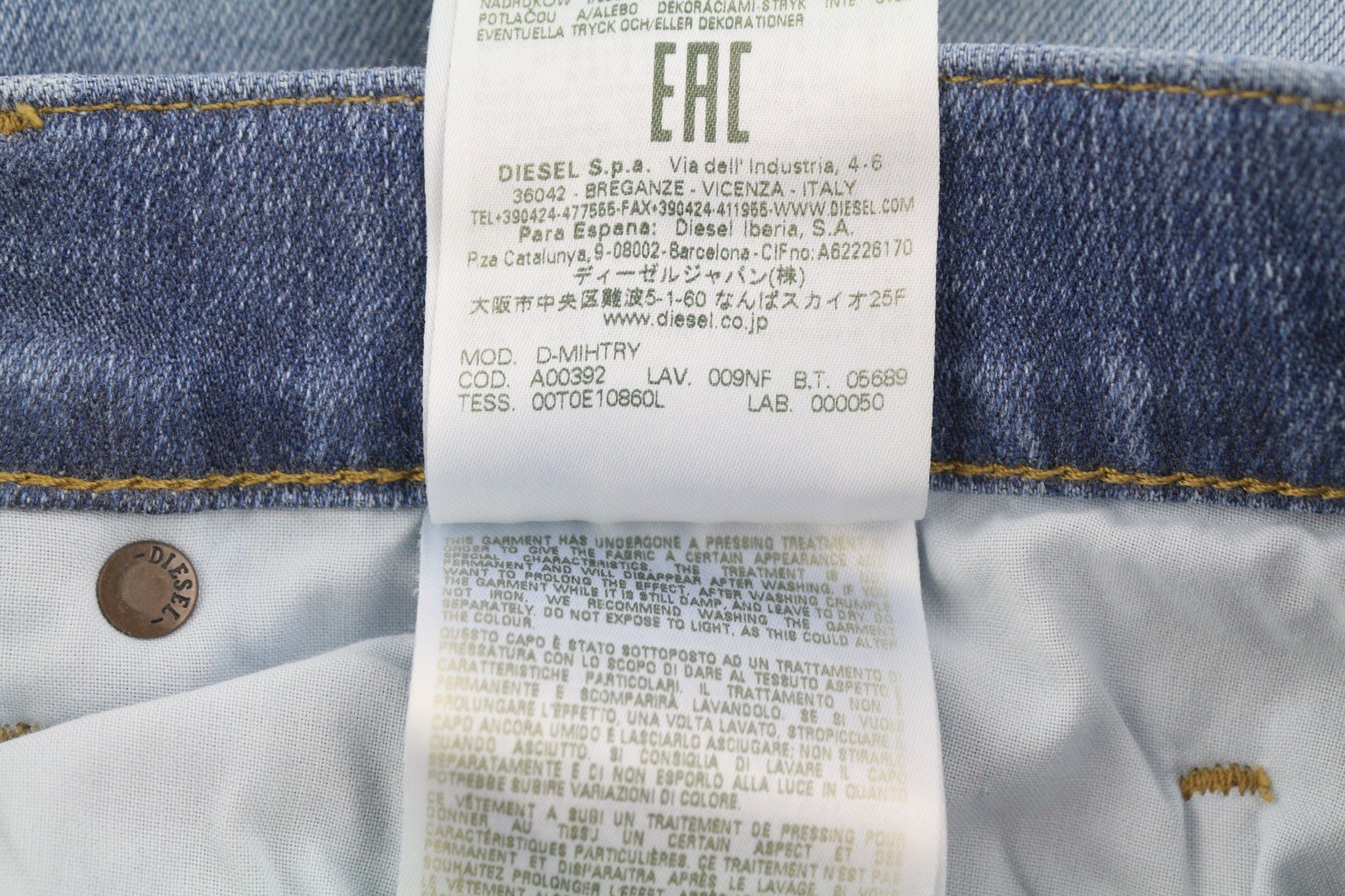Diesel D-MIHTRY 009NF W31/L34 Straight Stretch Jeans 40183 Size US 31 - 11 Thumbnail