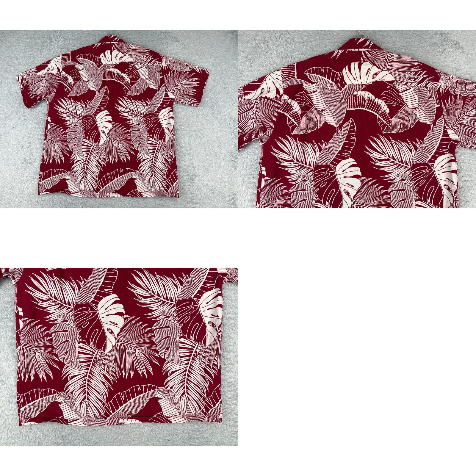 Hilo Hattie Hilo Hattie Men Hawaiian Shirt Large Red White Palm Leaf 100% Cotton Made USA Shirt Mens Floral Resort Aloha Luau Vacation 60s 70s 80s? Size US L / EU 52-54 / 3 - 9 Thumbnail