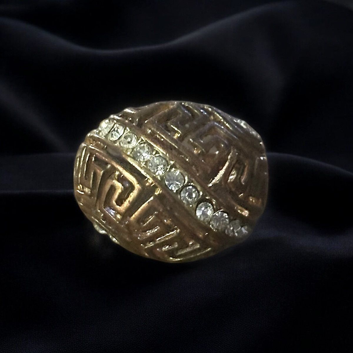 Other Gold tone filigree rhinestone accent dome ring Size ONE SIZE - 1 Thumbnail