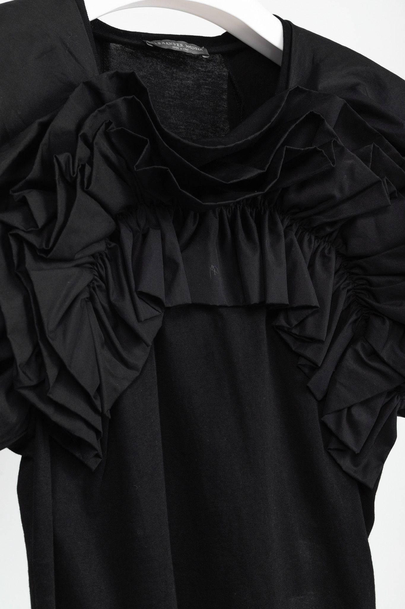 Alexander McQueen Alexander McQueen Black Cotton Poplin & Jersey Ruffle Tee Size XS / US 0-2 / IT 36-38 - 6 Thumbnail