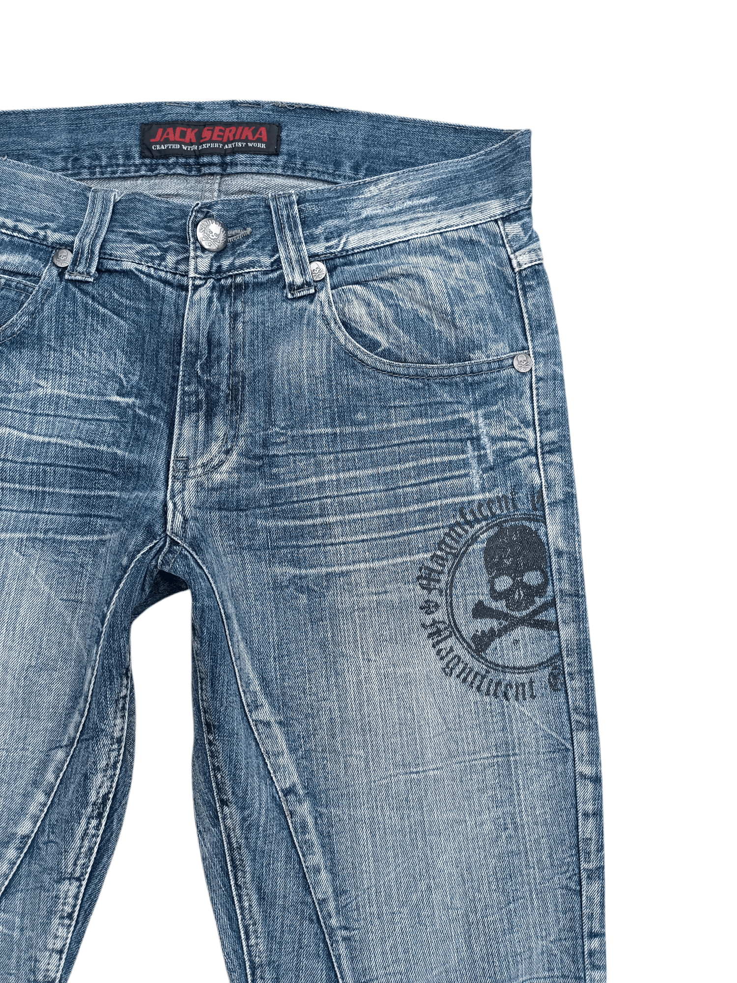 Seditionaries 🔥 Vintage Flare JACK SERIKA Seditionaries Skulls Jeans Size US 32 / EU 48 - 11 Thumbnail