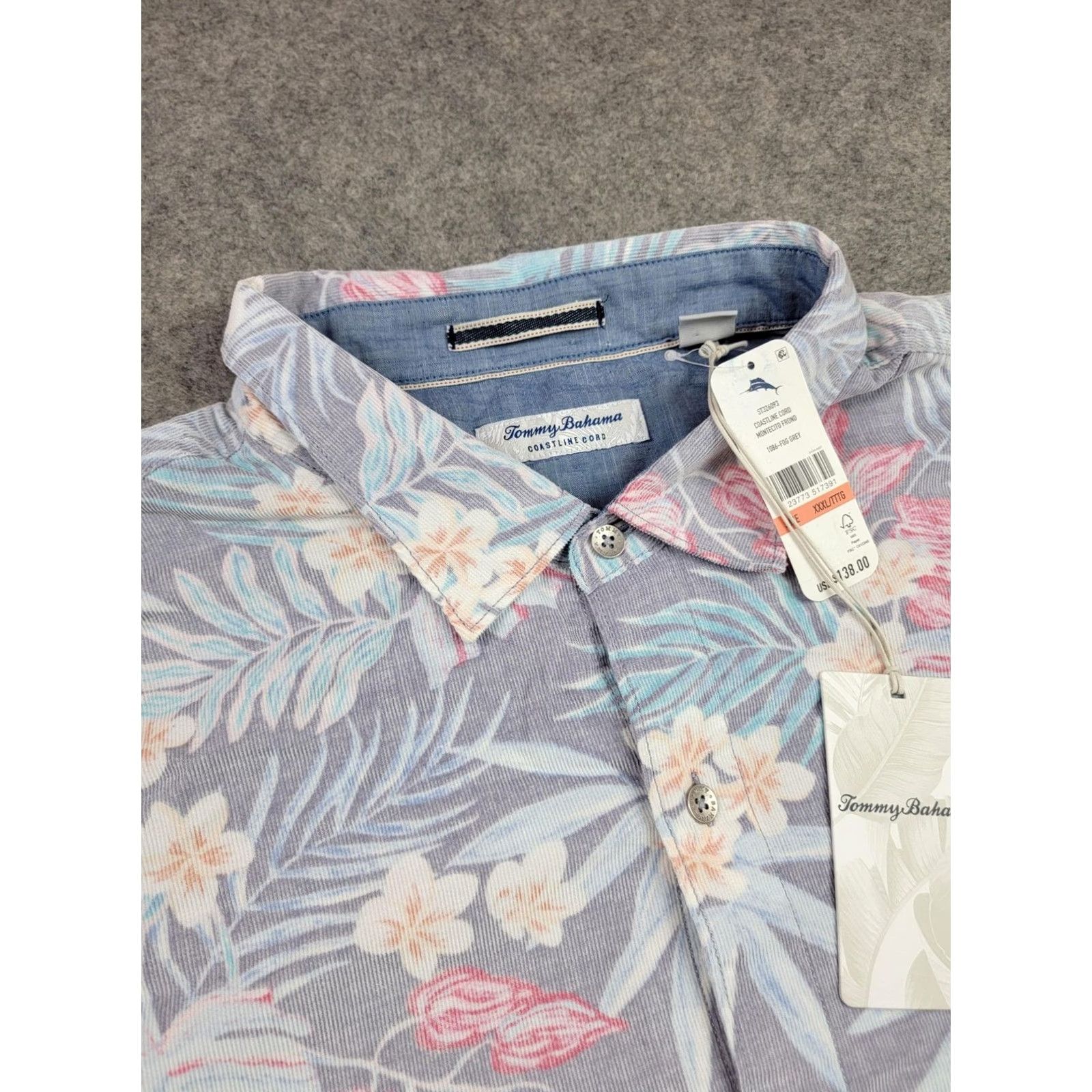 Tommy Bahama Tommy Bahama Shirt Mens 3XL Fog Grey Coastline Cord Montecito Frond Floral Shirt Long Sleeve Button-Up Collared NWT Mens Size US XXL / EU 58 / 5 - 2 Thumbnail