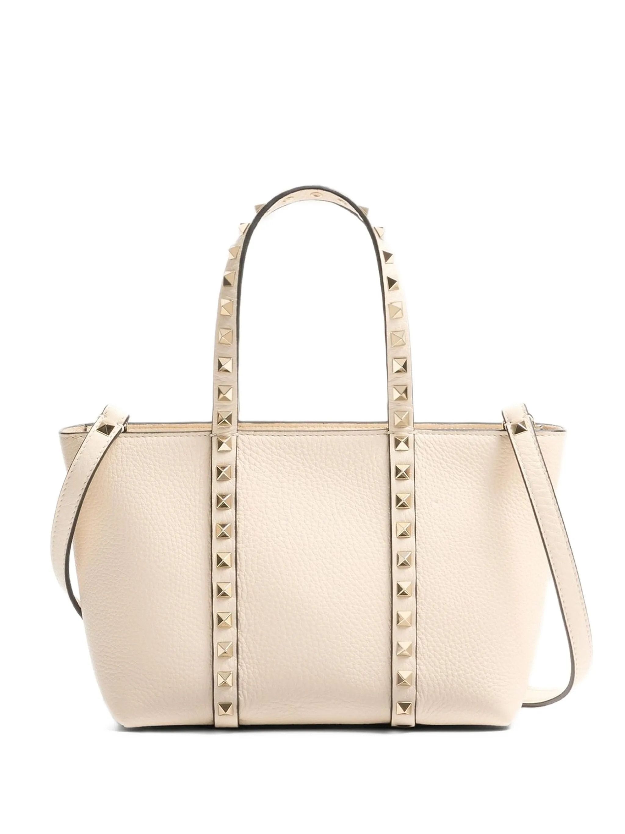 Os11x0826 Size: Os / Small Rockstud Tote Bag In Ivory in Beige, Women's