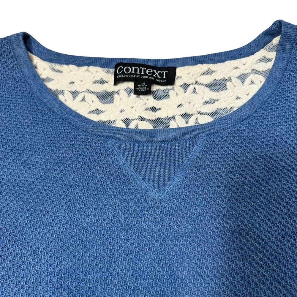 Other Context Lord and Taylor Blue With White Lace Trim 3/4 Sleev Size L / US 10 / IT 46 - 6 Thumbnail