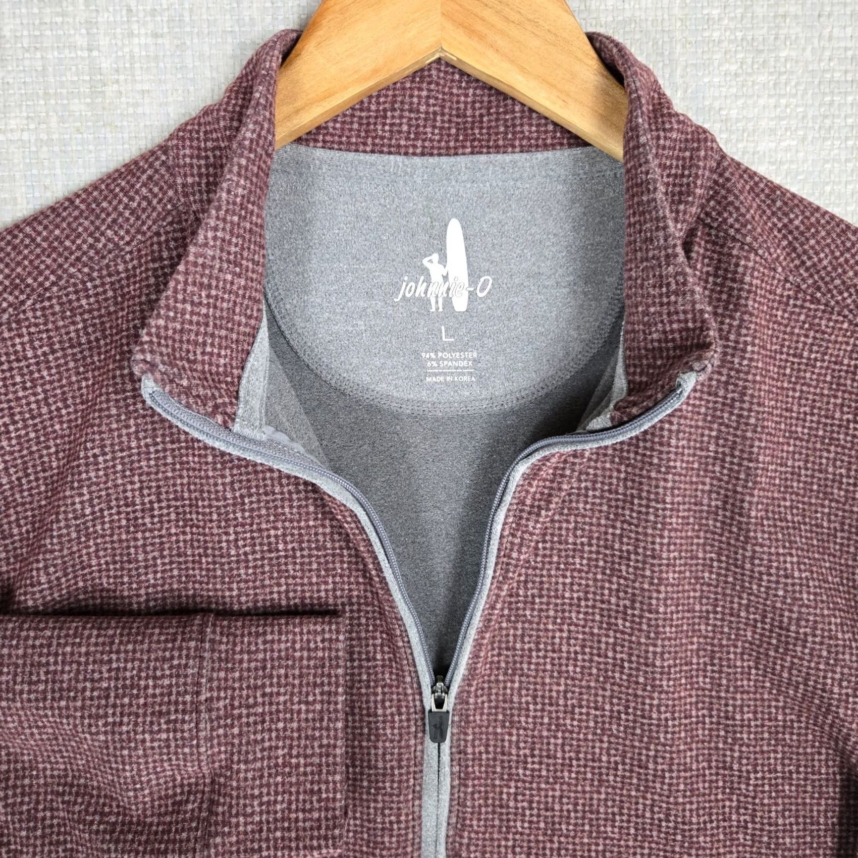 johnnie-O johnnie-O Mens 1/4 Zip Pullover Shirt Windshirt Basketweave Oxblood Red Size US L / EU 52-54 / 3 - 3 Thumbnail