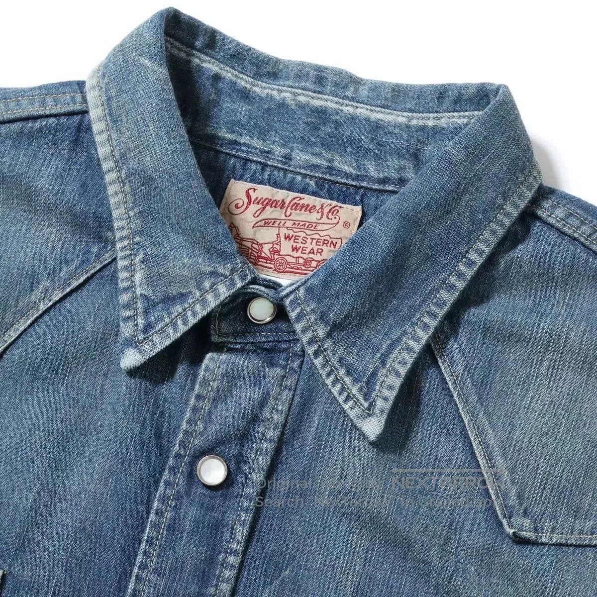 Sugar Cane Sugar Cane Classic Washed Western Denim Shirt. Size US M / EU 48-50 / 2 - 2 Thumbnail