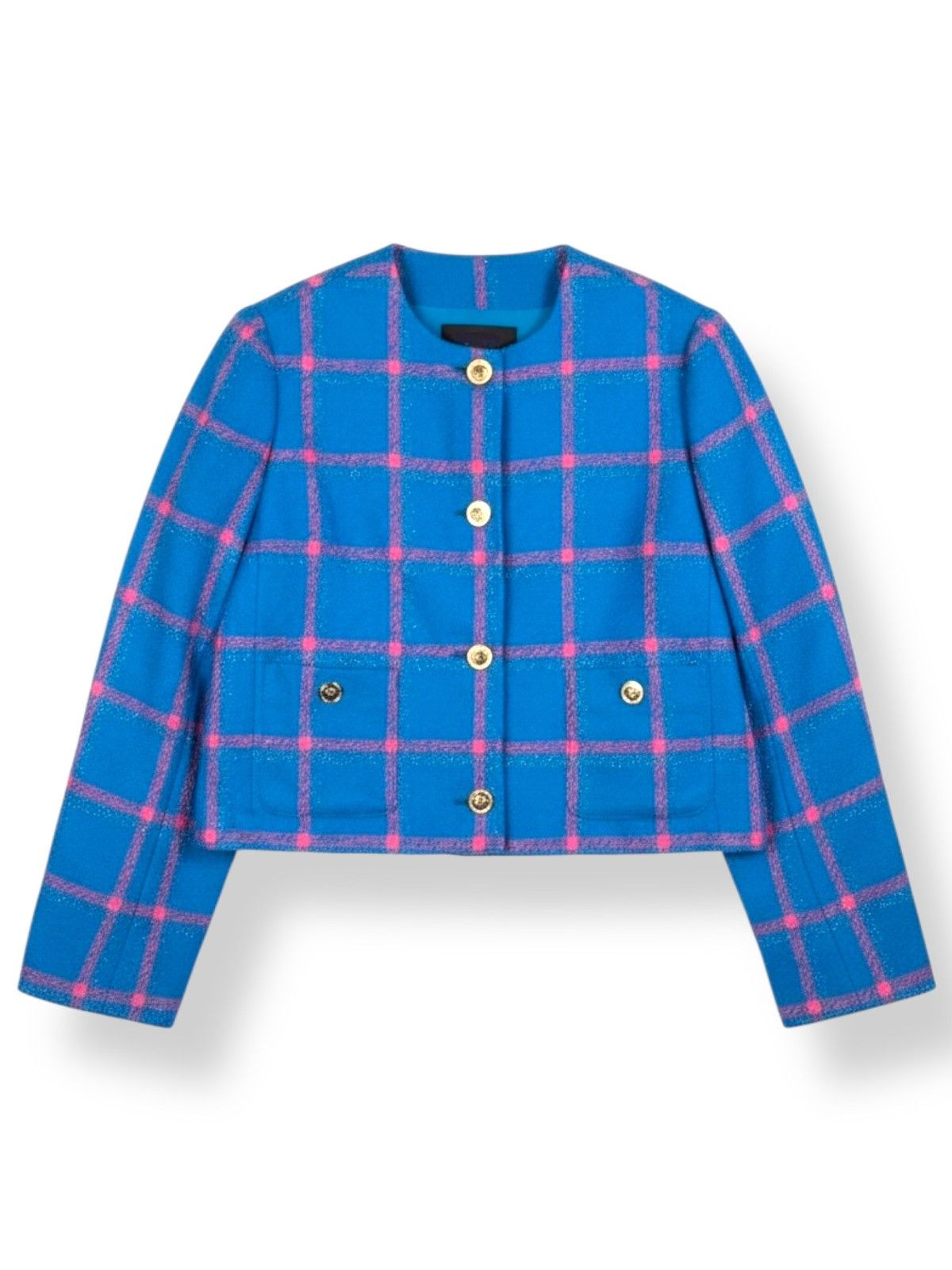 Versace Versace Wool Lurex Windowpane Jacket Blue Size XL / US 12-14 / IT 48-50 - 1 Thumbnail