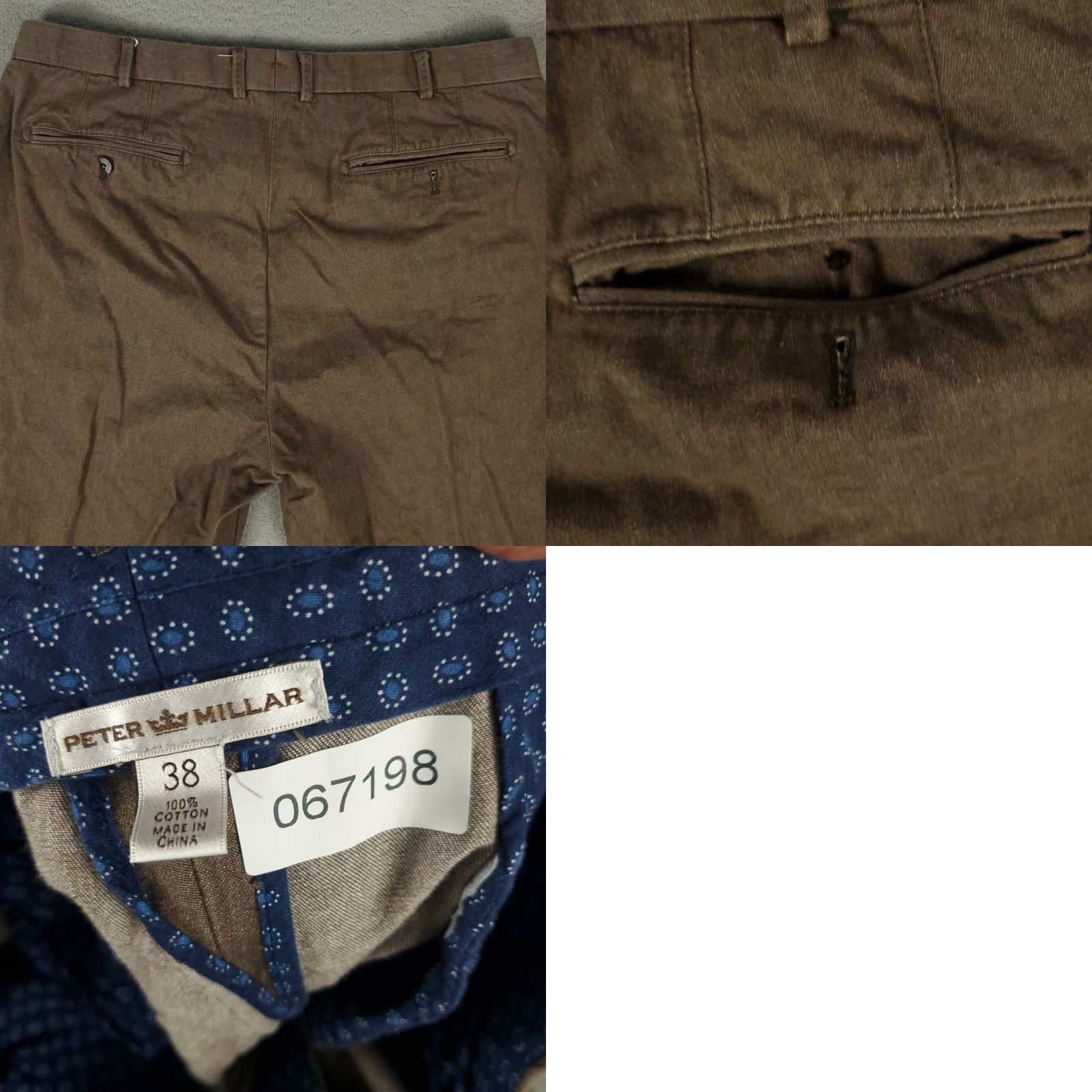 Peter Millar Peter Millar Pants Mens 38 X 32 Brown Cotton Chino Trousers SlAsh Pocket Flat Front Regular Comfort Vintage No Size US 38 / EU 54 - 8 Thumbnail