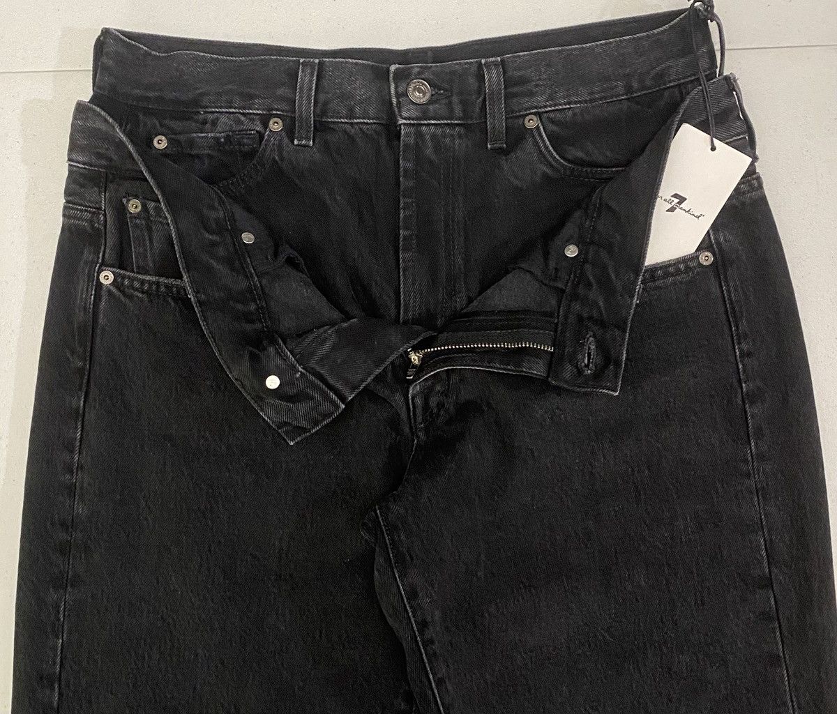 7 For All Mankind 7 FAM blk double waisted trouser hustle made in italy 29 NWT Size 29" - 8 Thumbnail